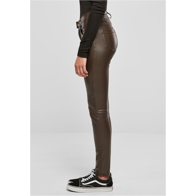 URBAN CLASSICS Jerseyhose »Damen Ladies Mid Waist Synthetic Leather Pants«,  (1 tlg.) online bestellen | BAUR