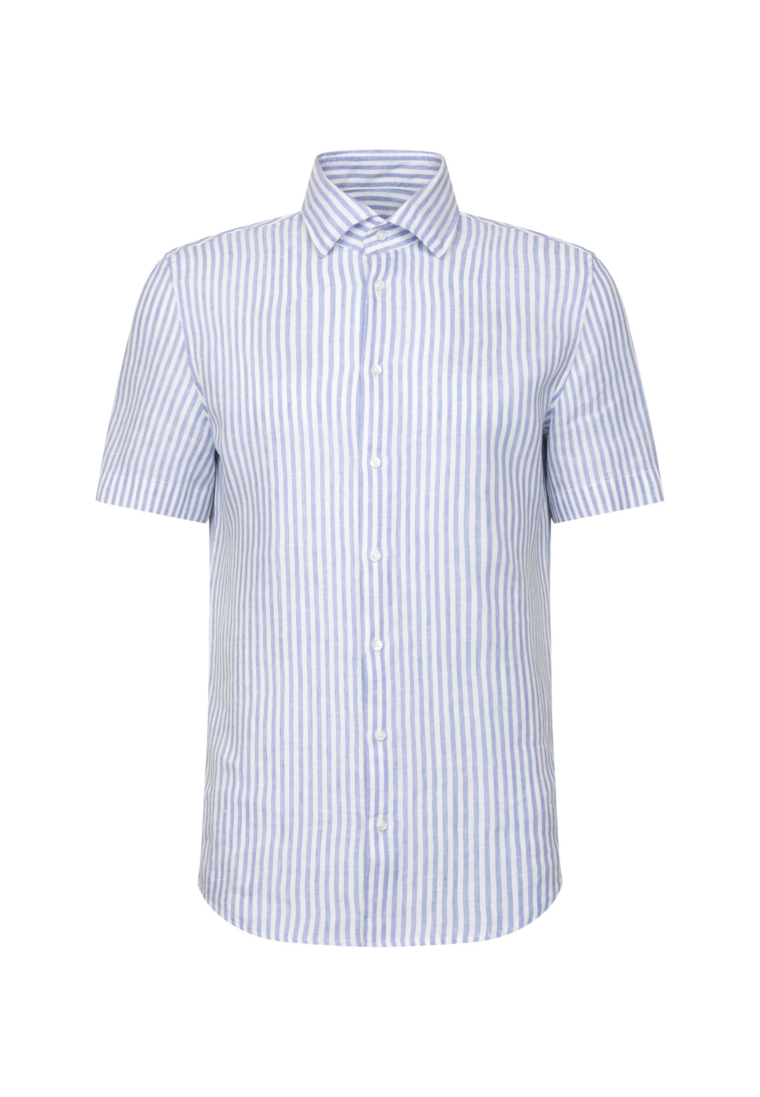 seidensticker Leinenhemd »Schwarze Rose« Shaped 1/2 Kentkragen Gestreift