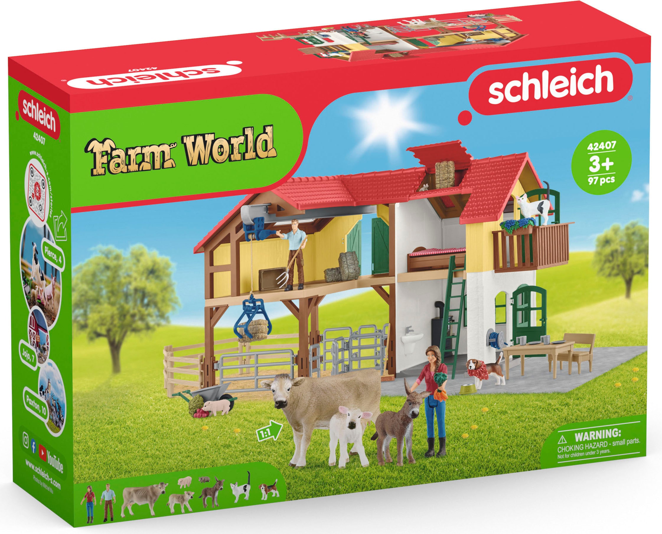 Schleich® Spielwelt »FARM WORLD, Bauernhaus mit Stall und Tieren (42407)«