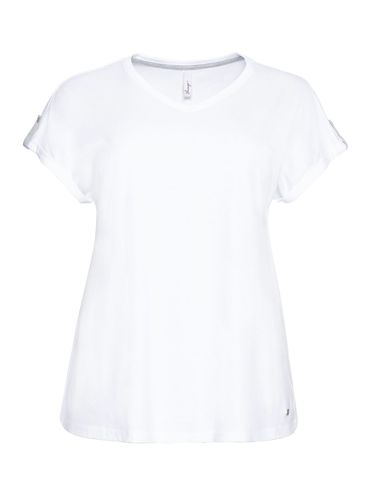 Sheego T-Shirt »Große Größen«, mit | BAUR Turn-up-Ärmel und kaufen Rückenfalte