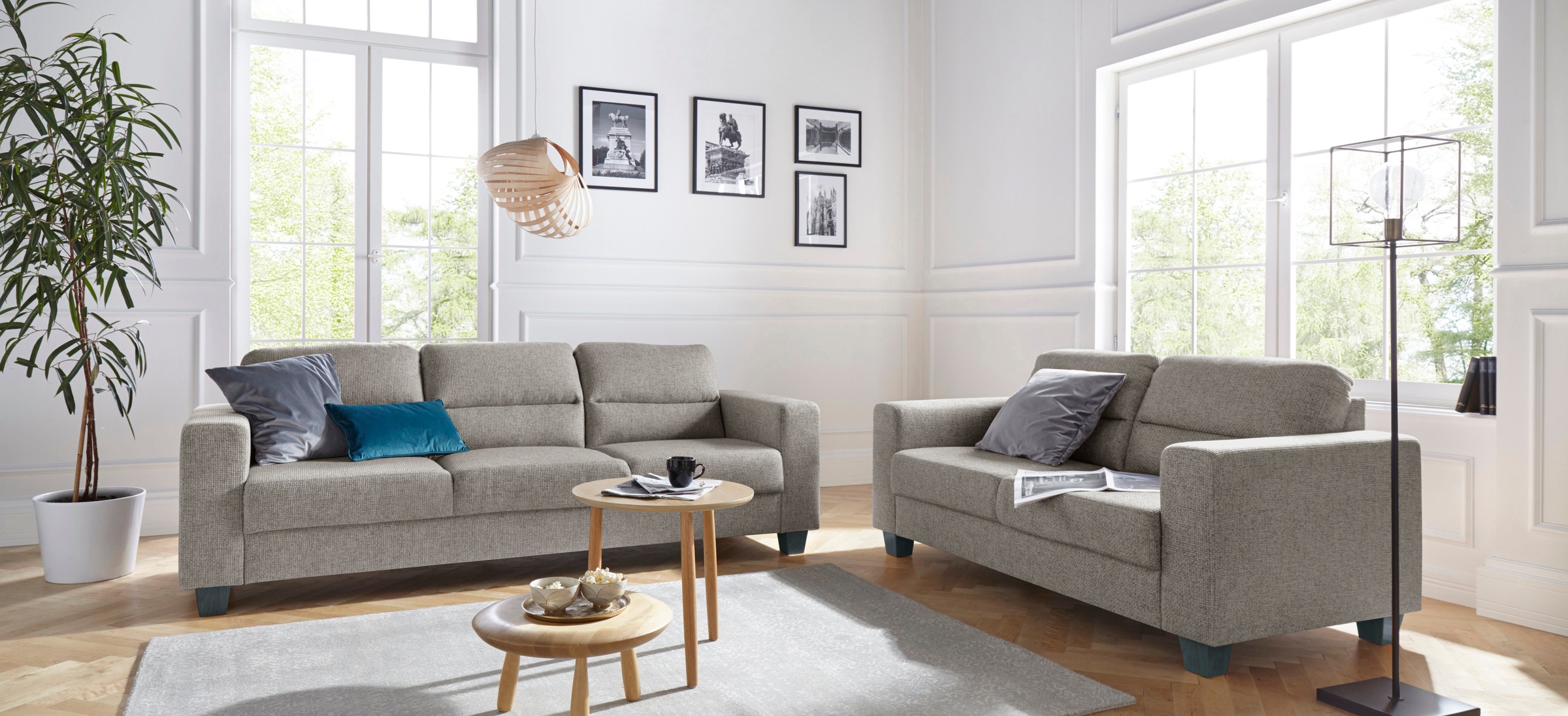 TRENDMANUFAKTUR 3-Sitzer »Chamber mit hohem Sitzkomfort«, in zeitloser Optik, Kopfstützen optional bestellbar