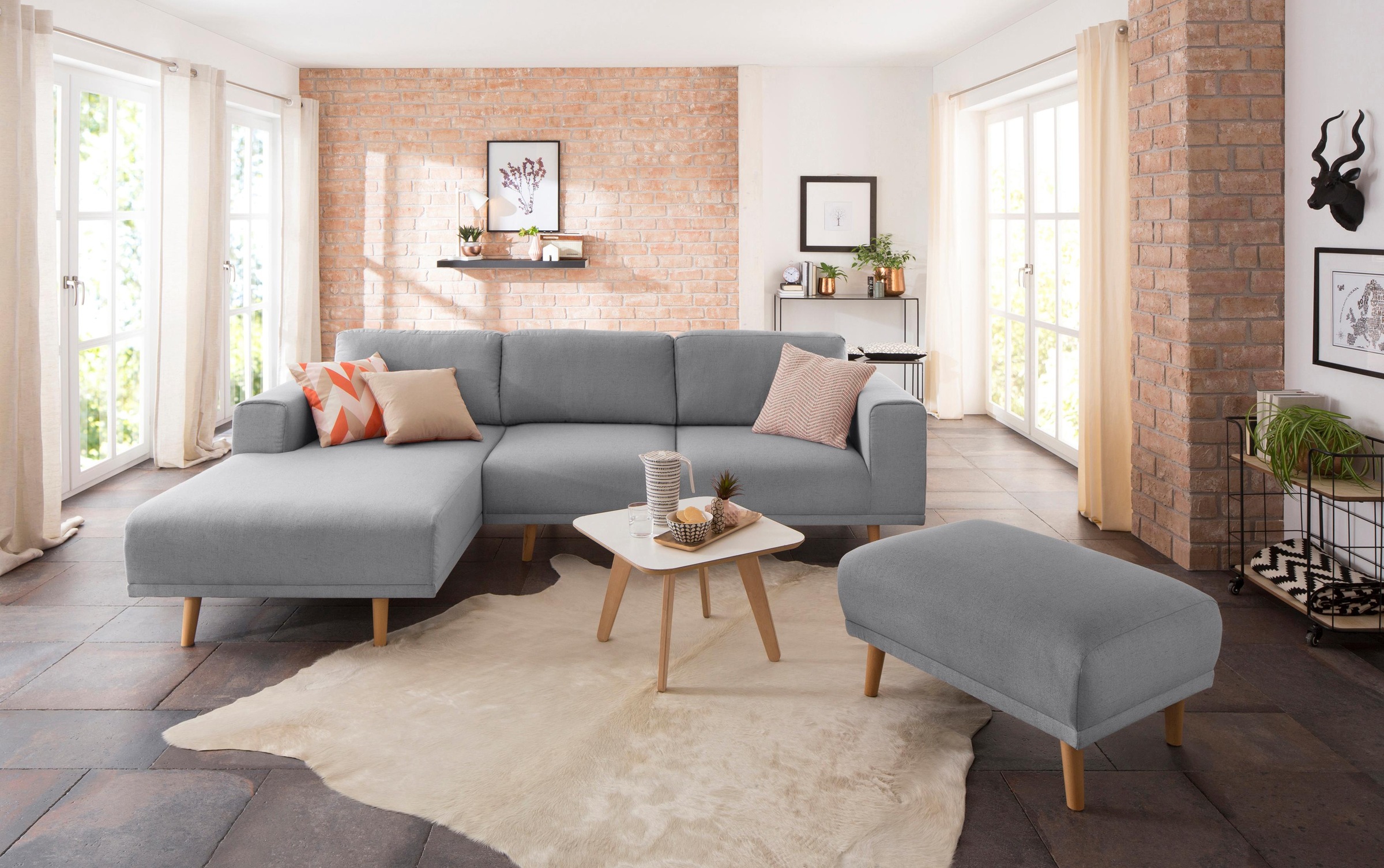 Home affaire Ecksofa »Lasse L-Form«, im scandinavischen Stil mit Holzfüßen