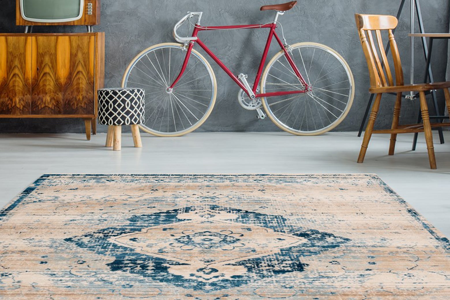 Teppich MY HOME "Marina" Gr. 4, beige (creme, blau), B:160cm H:5mm L:230cm, Kunstfaser, Teppiche, Teppich, Wohnzimmer
