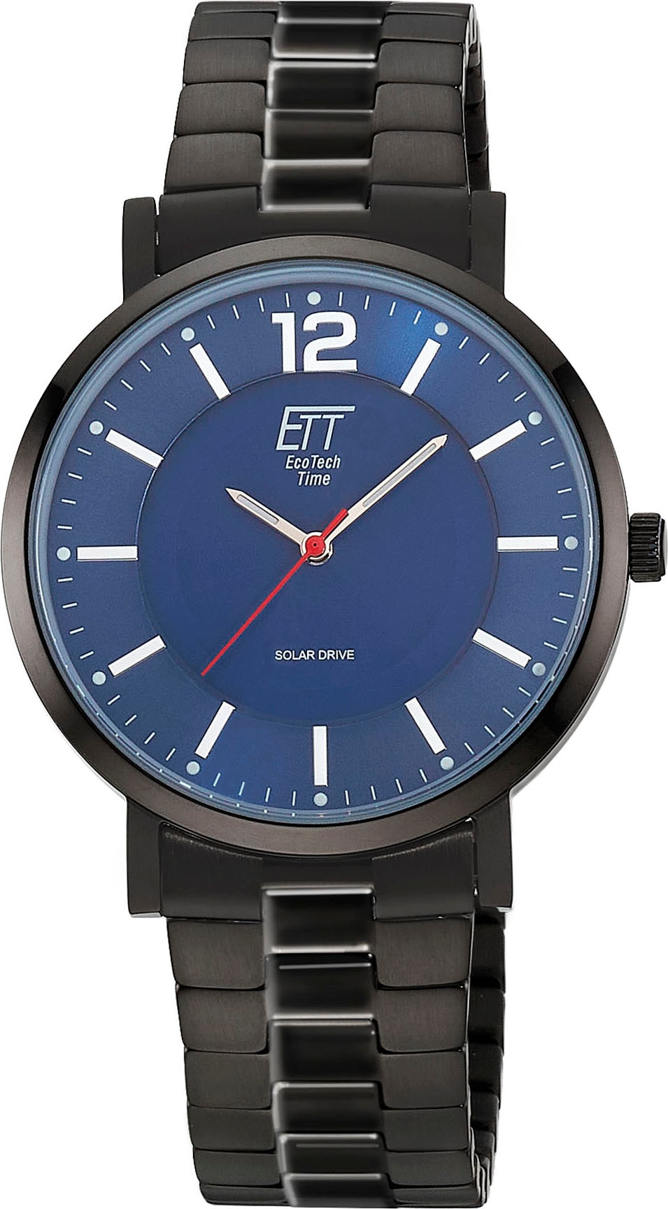 ETT Herren Solaruhrschwarz, Armbanduhren, Armbanduhr, Damenuhr, Herrenuhr, Partneruhr, Edelstahlarmband