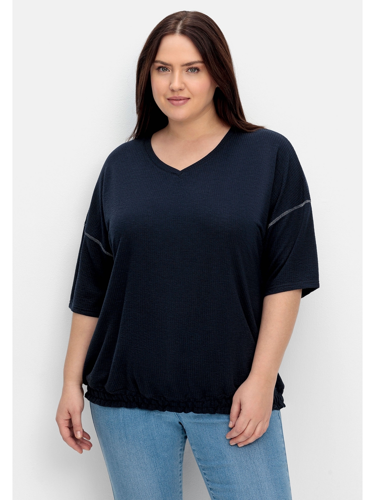 Sheego T-Shirt »Große Größen«, in Crêpe-Qualität, mit Smokbund
