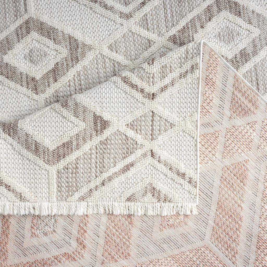 Teppich CARPET CITY "LINDO 8875", orange (terra), B:200cm H:11mm L:290cm, Obermaterial: 100% Polyester, Teppiche, Teppich, Kurzflor, Hochtief-Muster/ 3D-Effekt, Fransen, Boho-Stil, Wohnzimmer 3