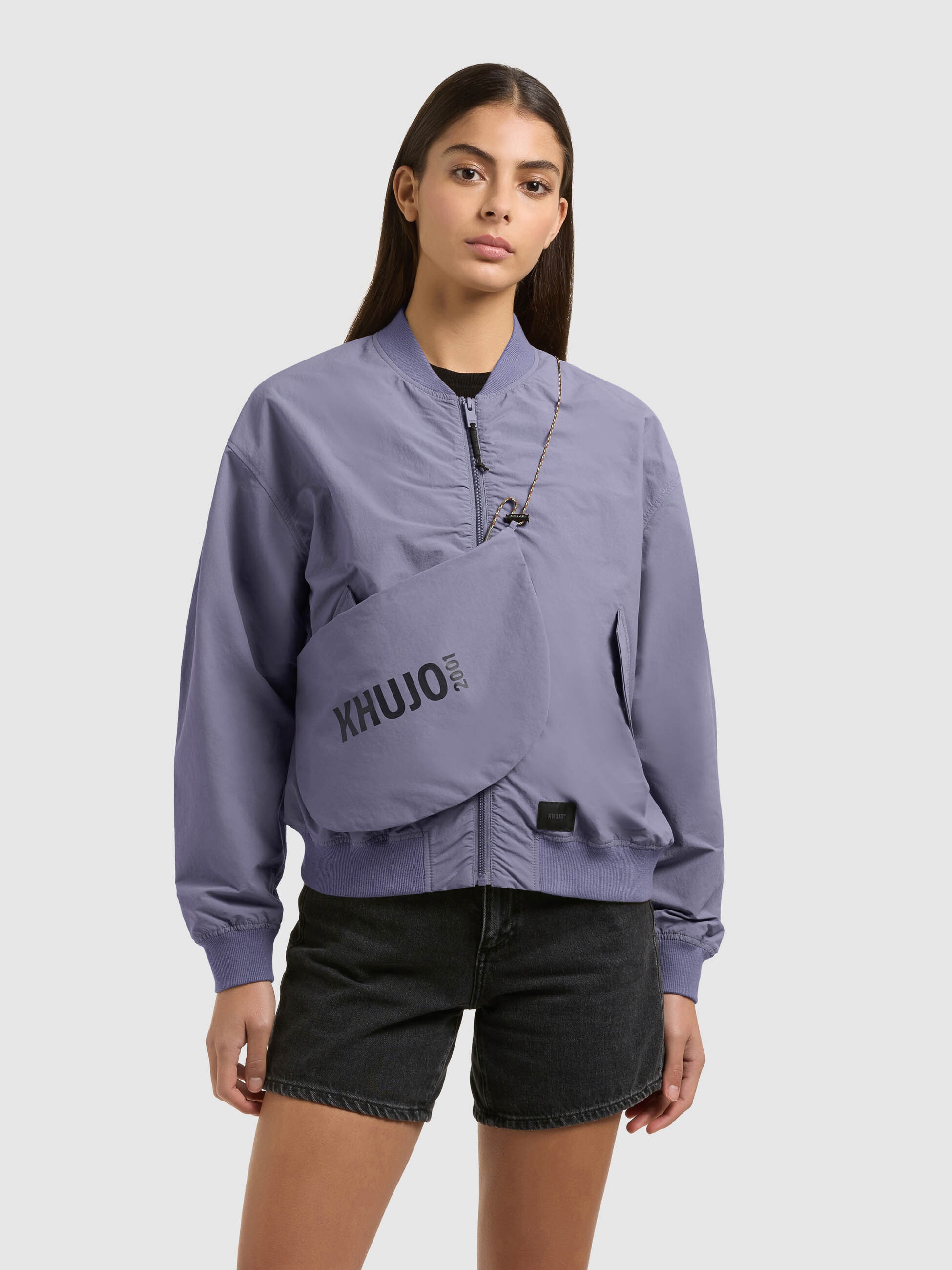 Blouson KHUJO "FACEE", Damen, Gr. M, misty blau, Web, 100% Nylon, unifarben, regular fit, eingesetzt Rippbündchen, Jacken Blouson