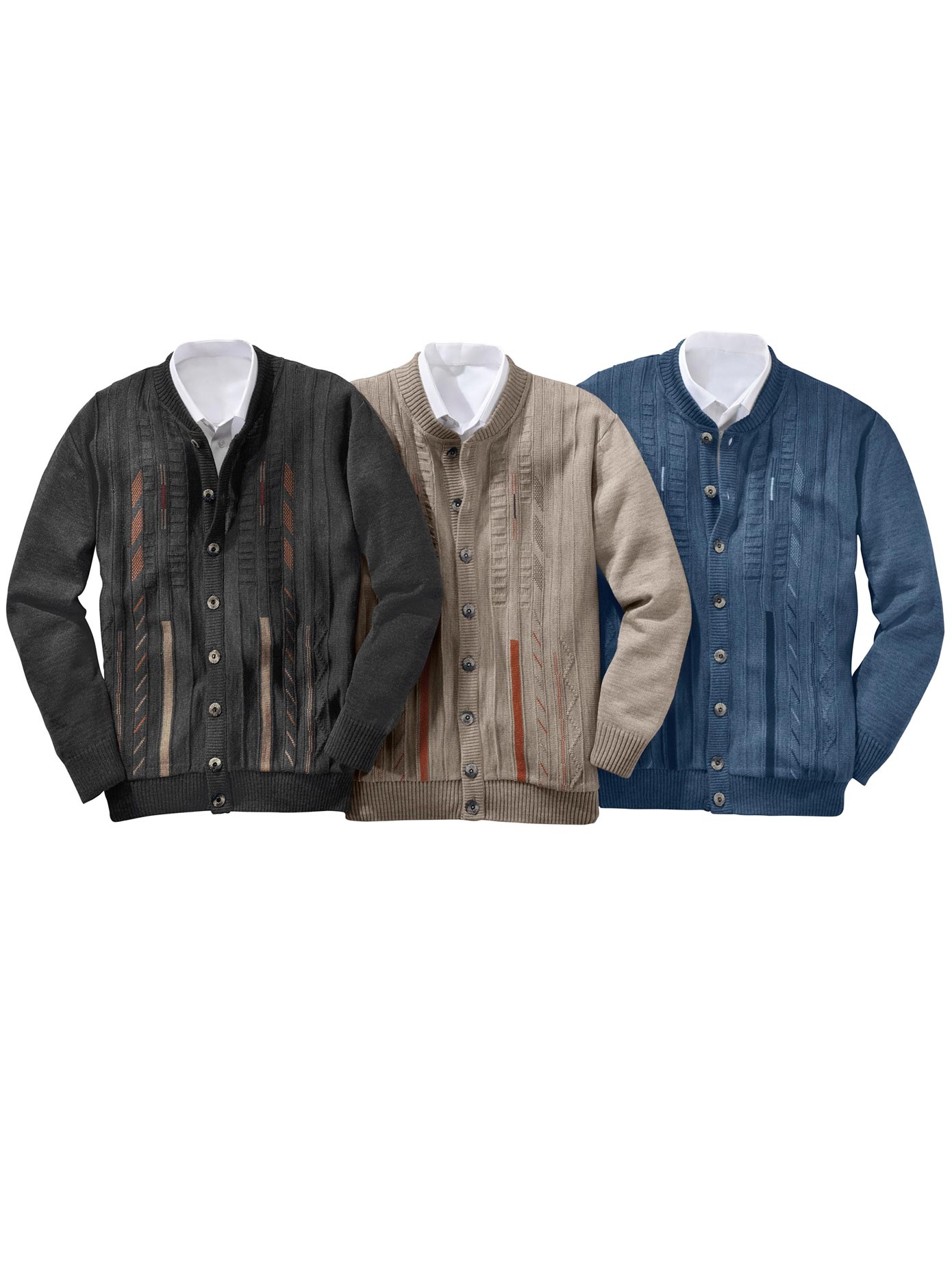 Strickjacke mit Längsoptik im Vorderteil, Marc René