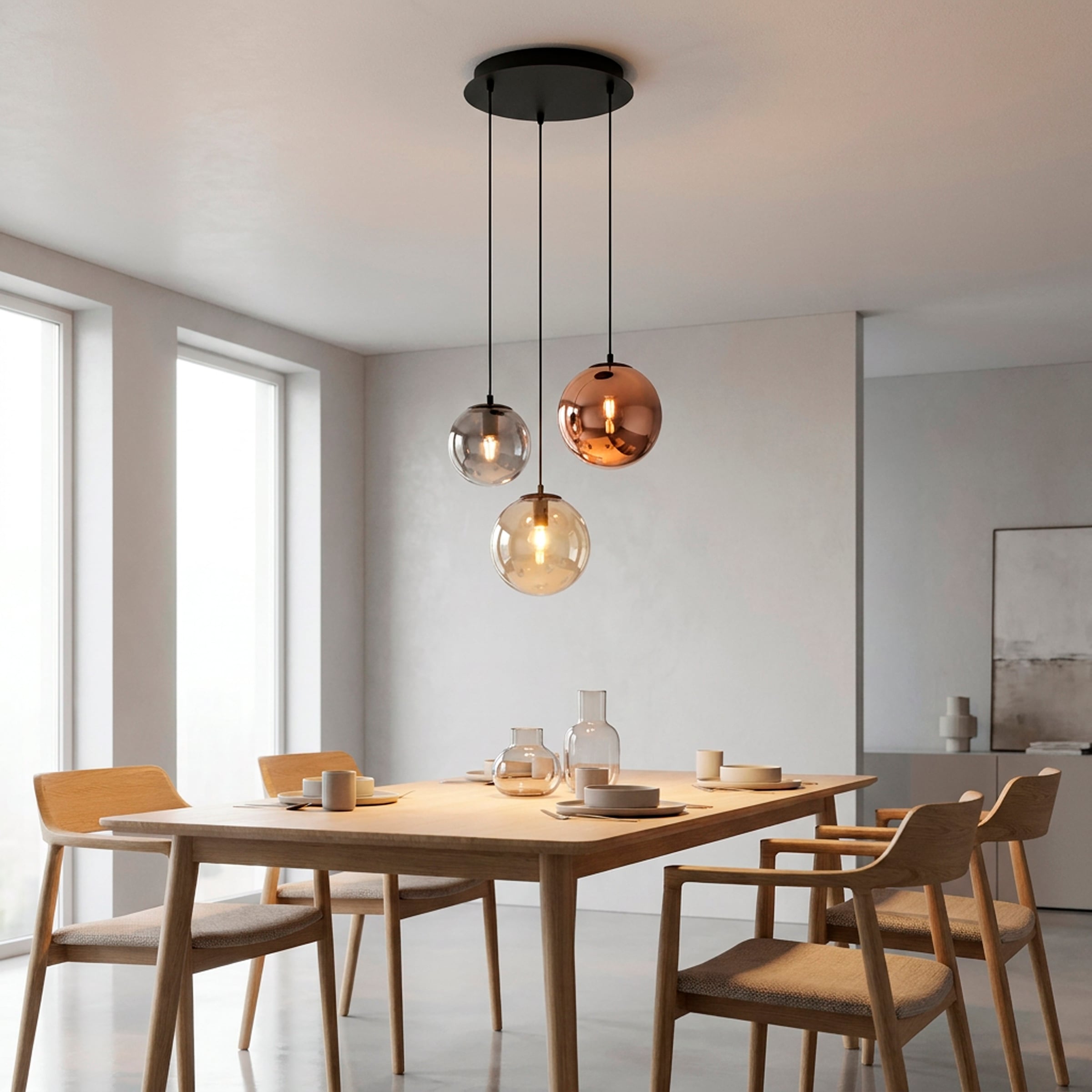 JUST LIGHT Pendelleuchte »SHINY« E14 1 Stk. Exklusive E14, höhenverstellbar, Kupfer-/Amber-/Rauchglas verspiegelt
