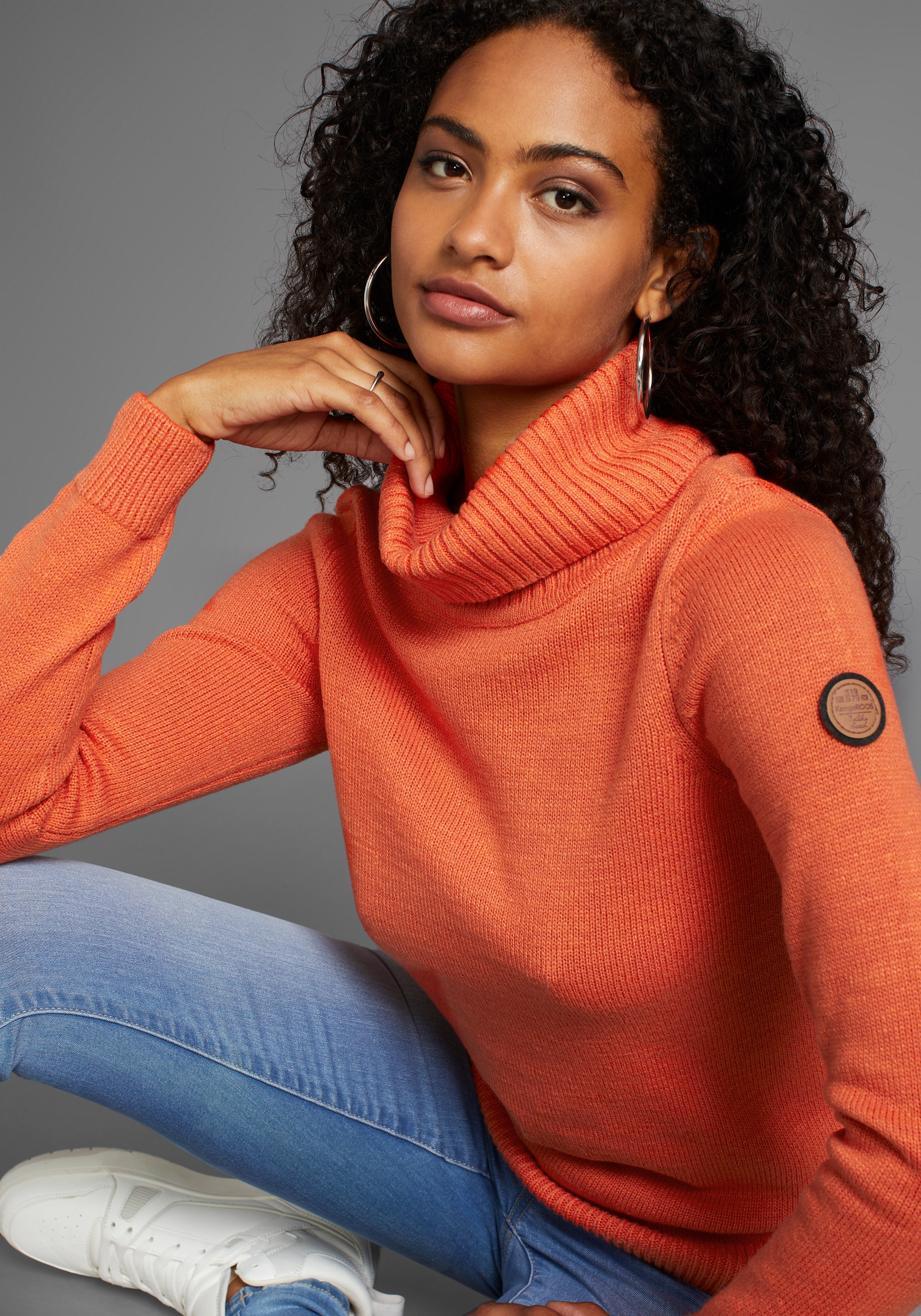 Thumbnail - KangaROOS Rollkragenpullover mit Schalkragen, Langarm, Warm & Kuschelig