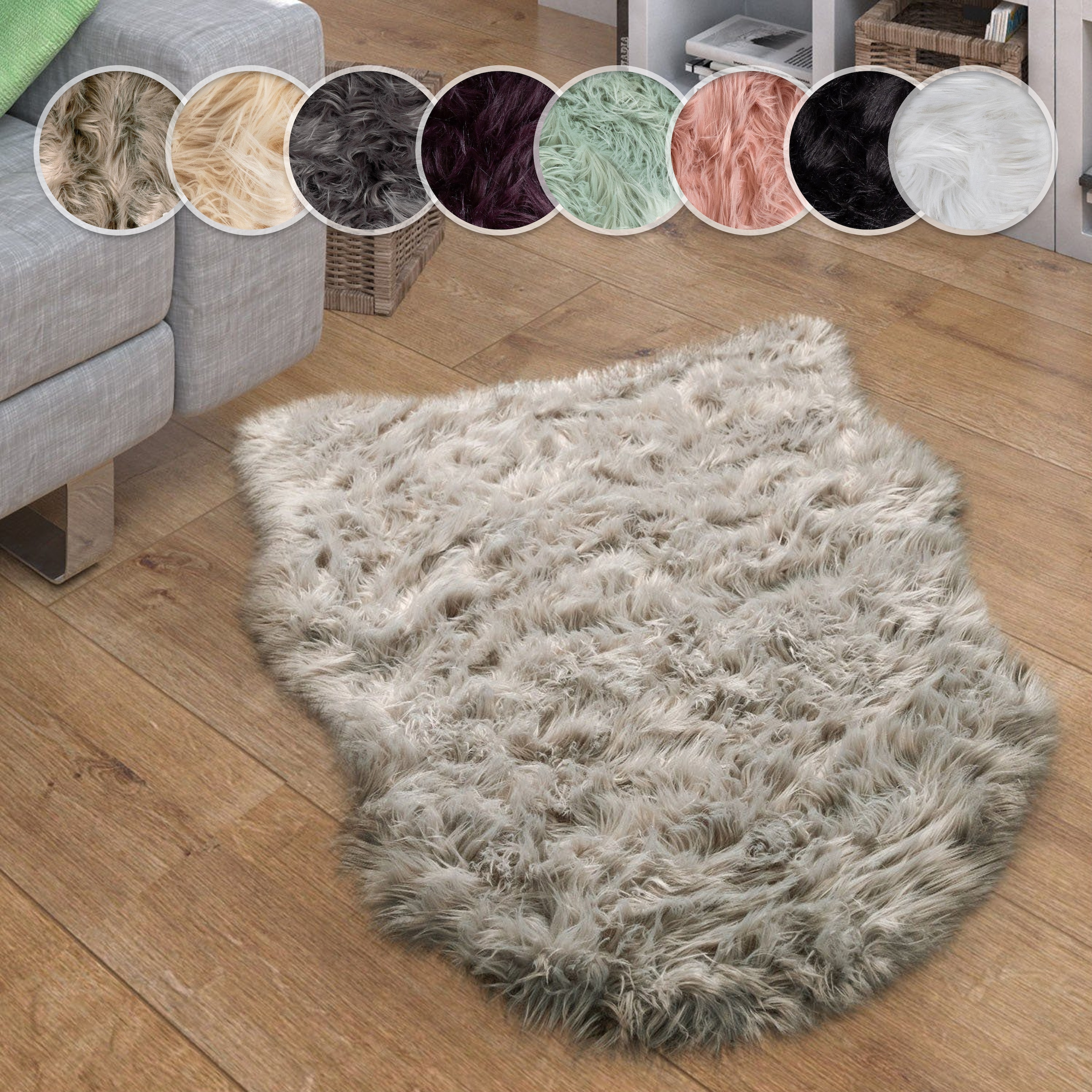 Paco Home Fellteppich "Playa 960" fellförmig 64 mm Höhe Kunstfell, Flokati- günstig online kaufen