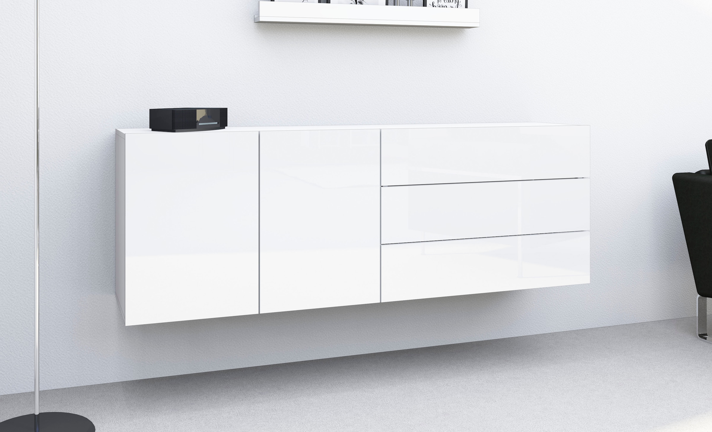 borchardt Möbel Sideboard »Sophia, Hängeschrank mit 2 Türen, 3 Schubkästen, Breite 152 cm« grifflose Optik, viel Stauraum, verstellbare Böden