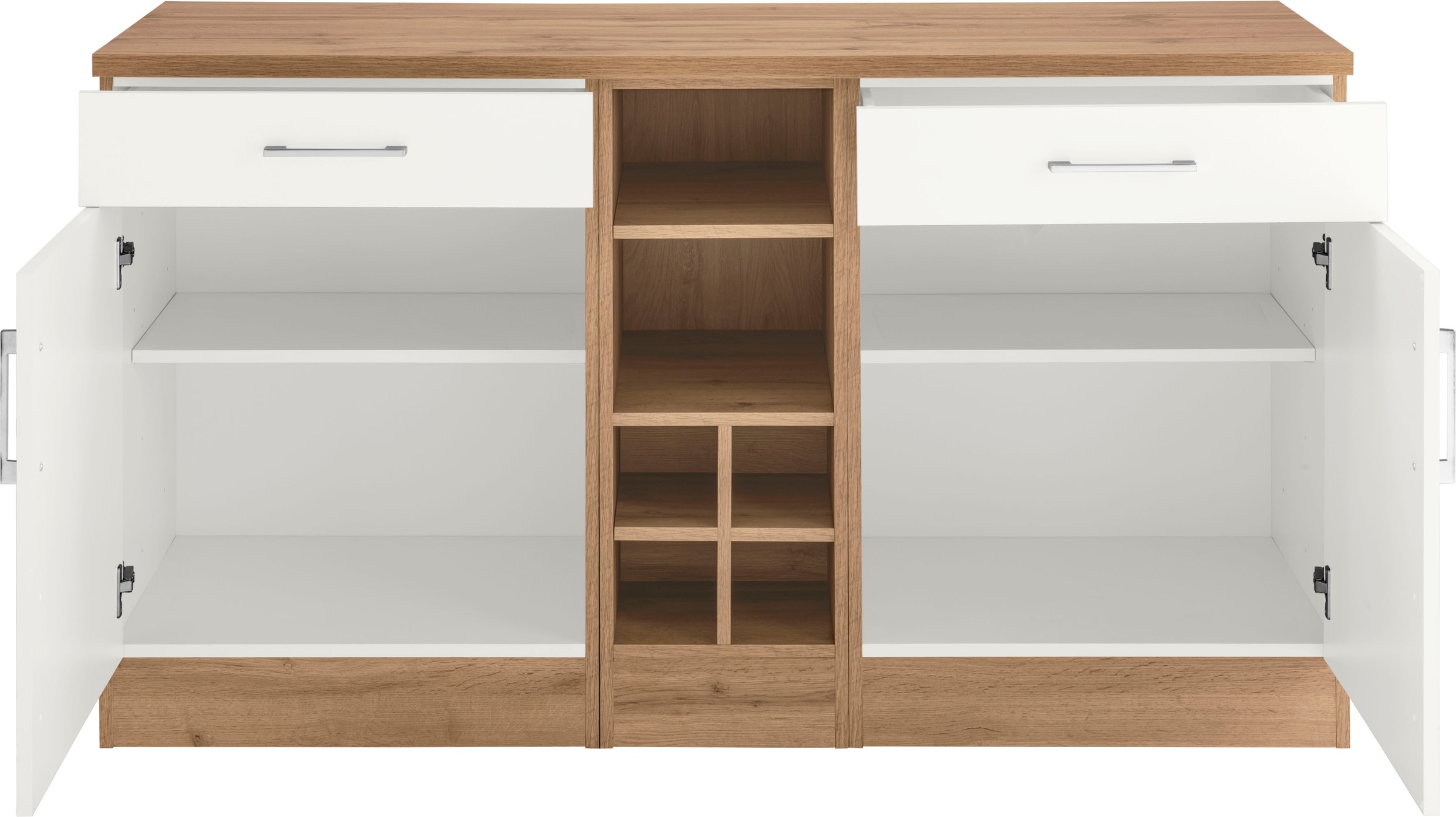 KOCHSTATION Unterschrank »KS-Colmar«, 150 cm breit, 2 Schubkästen, 2 Türen, 6 Fächer, für viel Stauraum