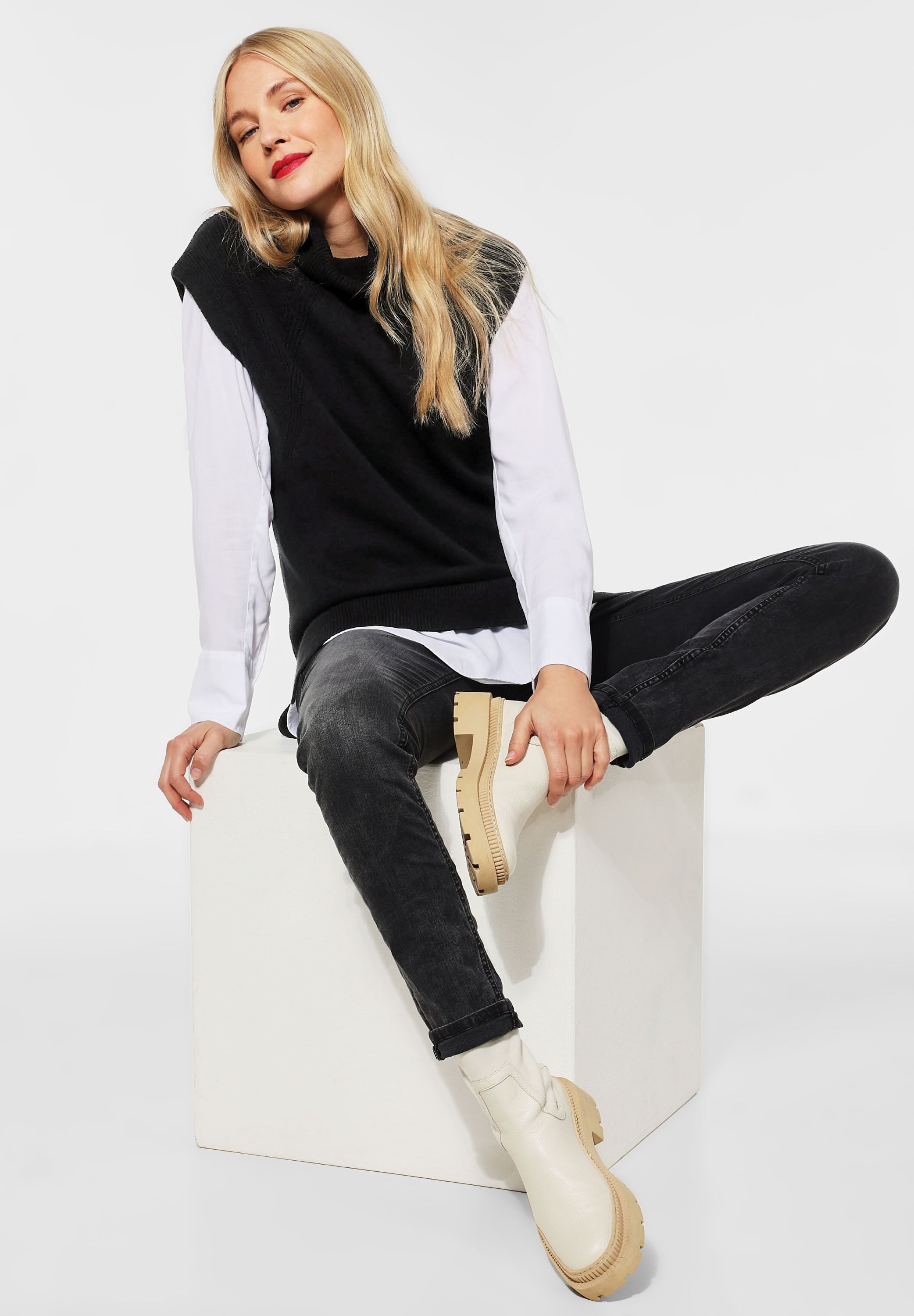 STREET ONE Rollkragenpullover, aus softem Materialmix