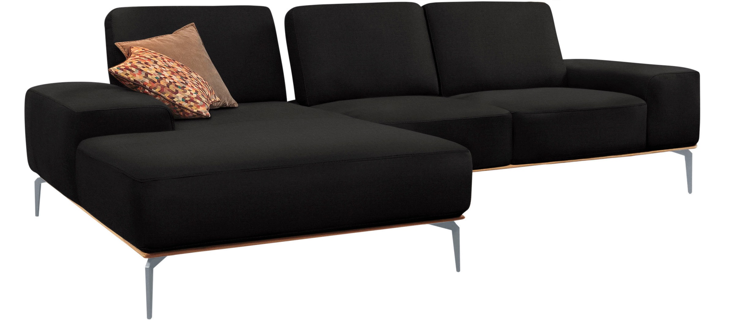 W.SCHILLIG Ecksofa »run, Designsofa mit tollem Sitzkomfort, bequem, L-Form«, mit elegantem Holzsockel, Füße in Silber matt, Breite 279 cm