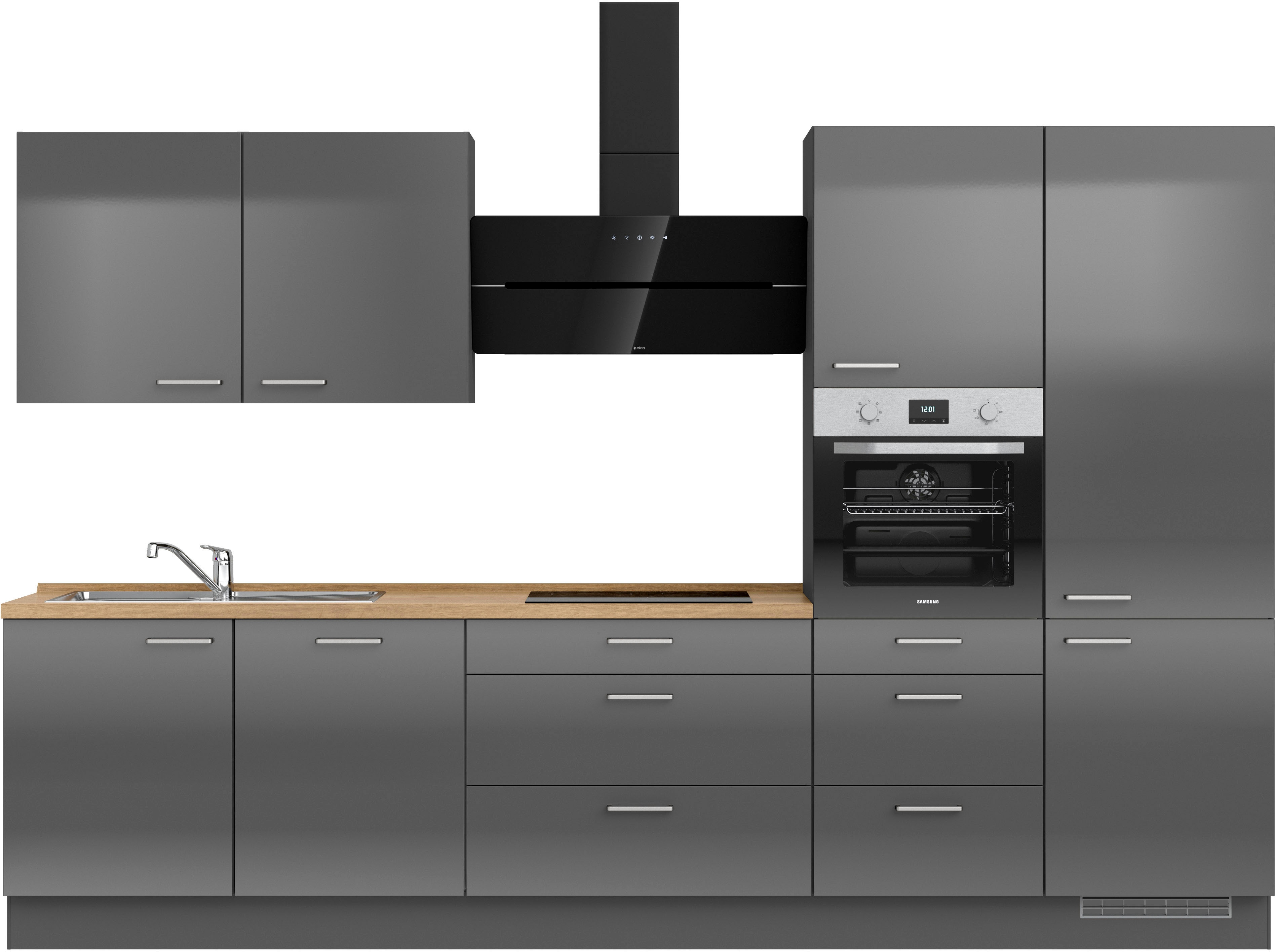 nobilia Küchenzeile ""Flash II", NEU: individuell anpassbar mit gratis Profi-Beratung" vormontiert, Breite 330 cm, Ausrichtung wählbar, wahlw. mit E-Geräten