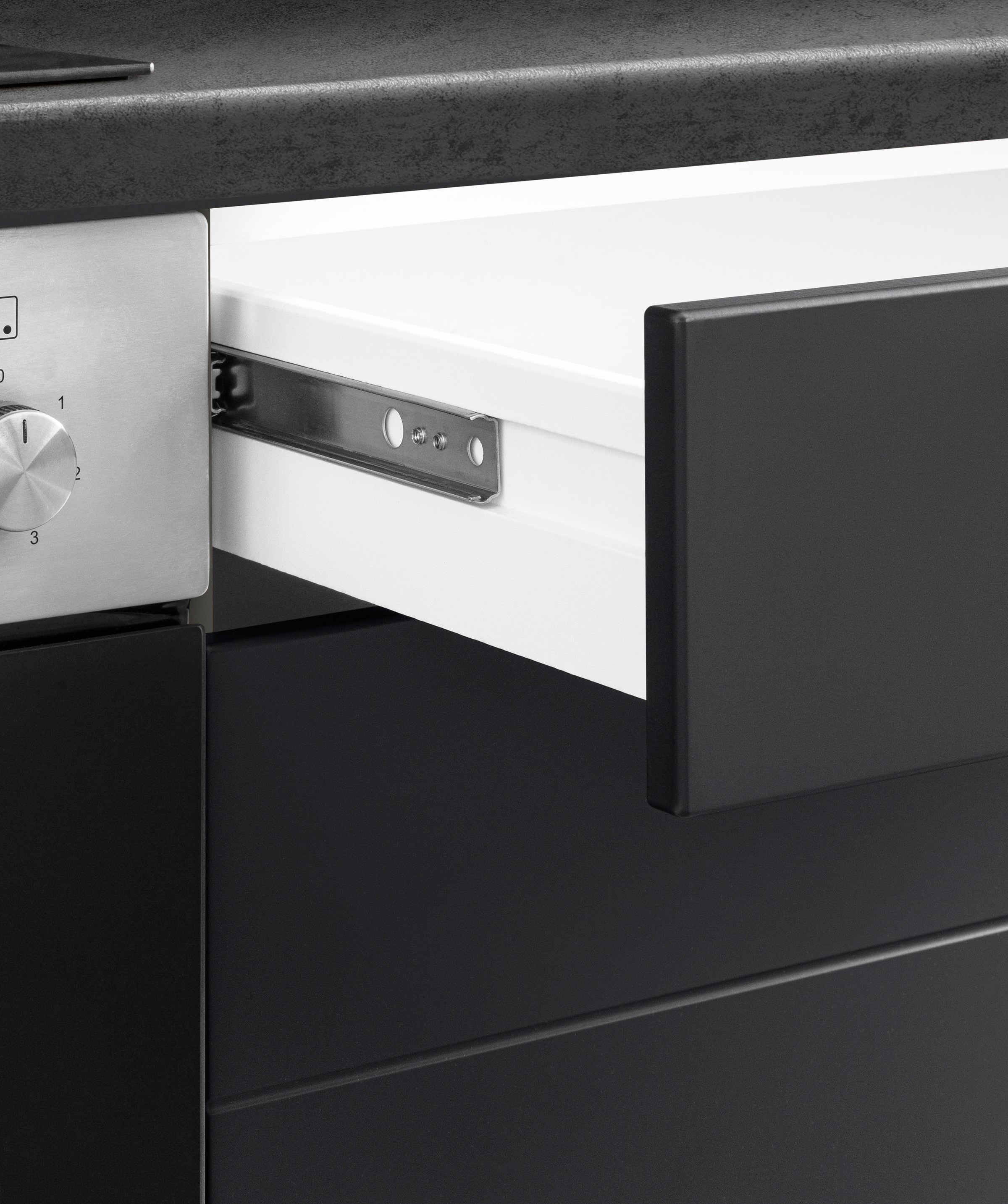 KOCHSTATION Küchenzeile »KS-Luhe« 330 cm breit, wahlweise mit oder ohne E-Geräten, gefräste MDF-Fronten