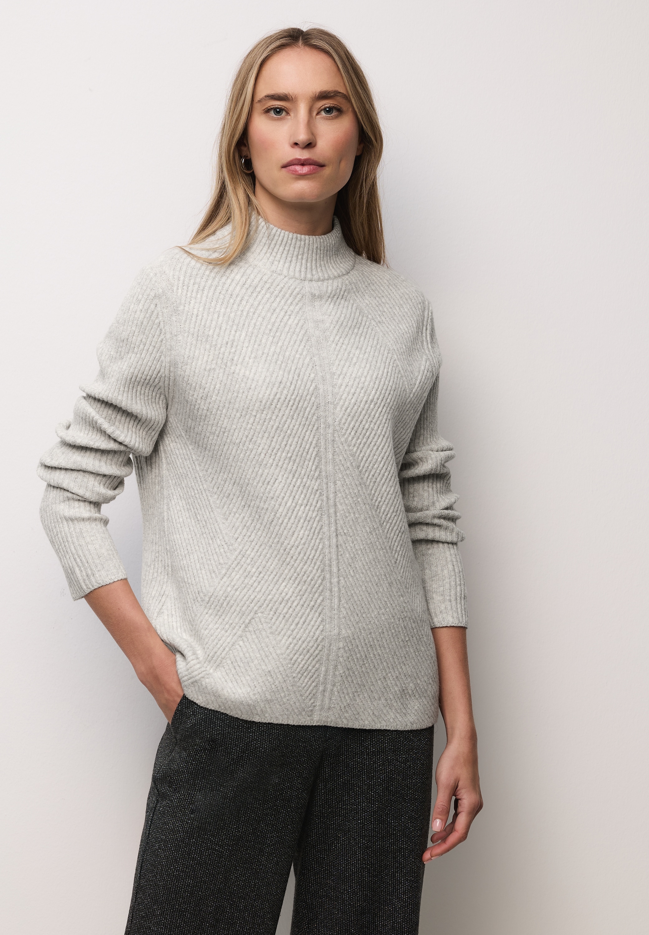STREET ONE Stehkragenpullover im soften Baumwoll-Mix