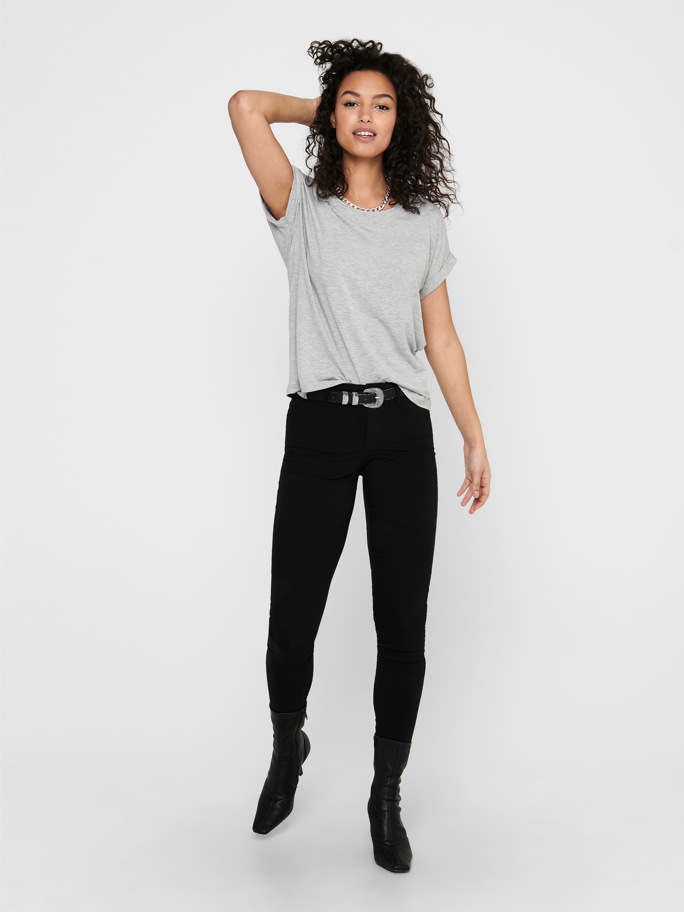 ONLY T-Shirt »ONLMOSTER – T-Shirt mit melierter Optik und elastischem Material«, meliert, casual, lässig geschnitten, Viskosemischung, Rundhals
