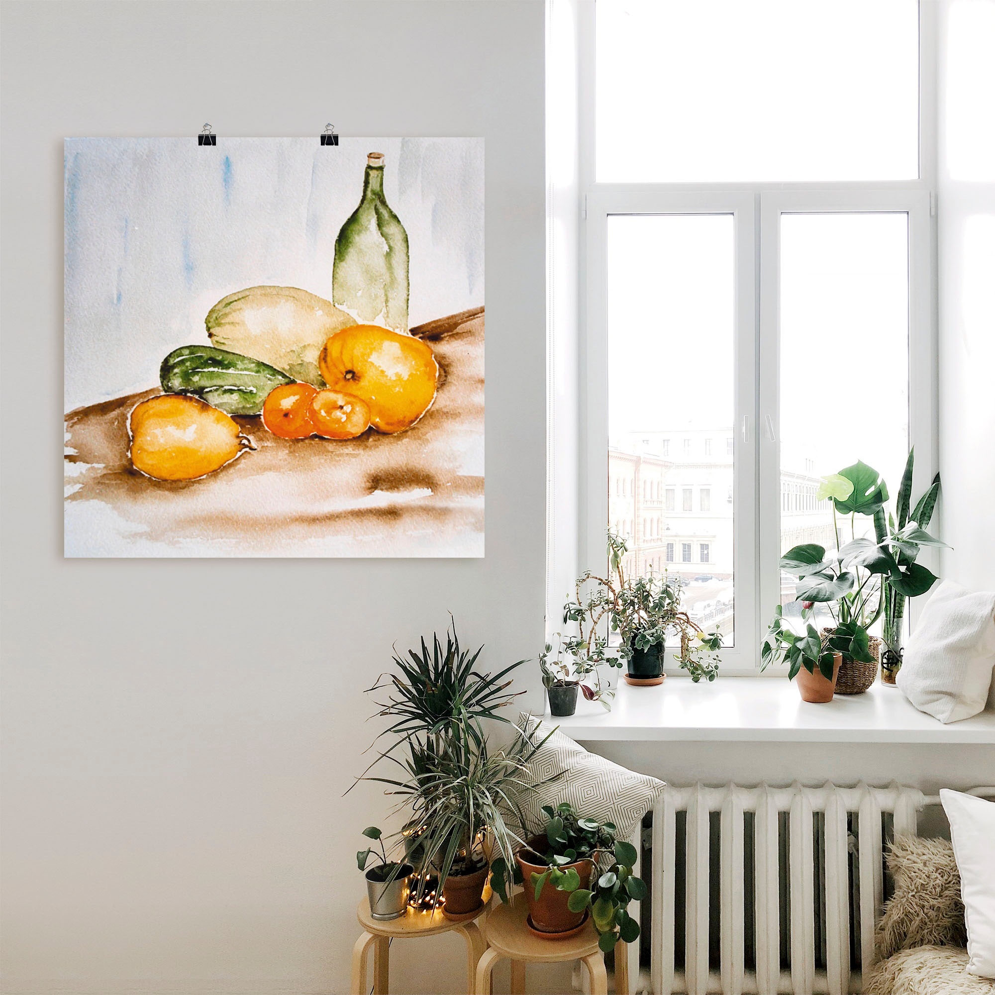 Artland Wandbild »Obst und Gemüse Aquarell«, Lebensmittel, (1 St.), als Leinwandbild, Wandaufkleber oder Poster in versch. Größen