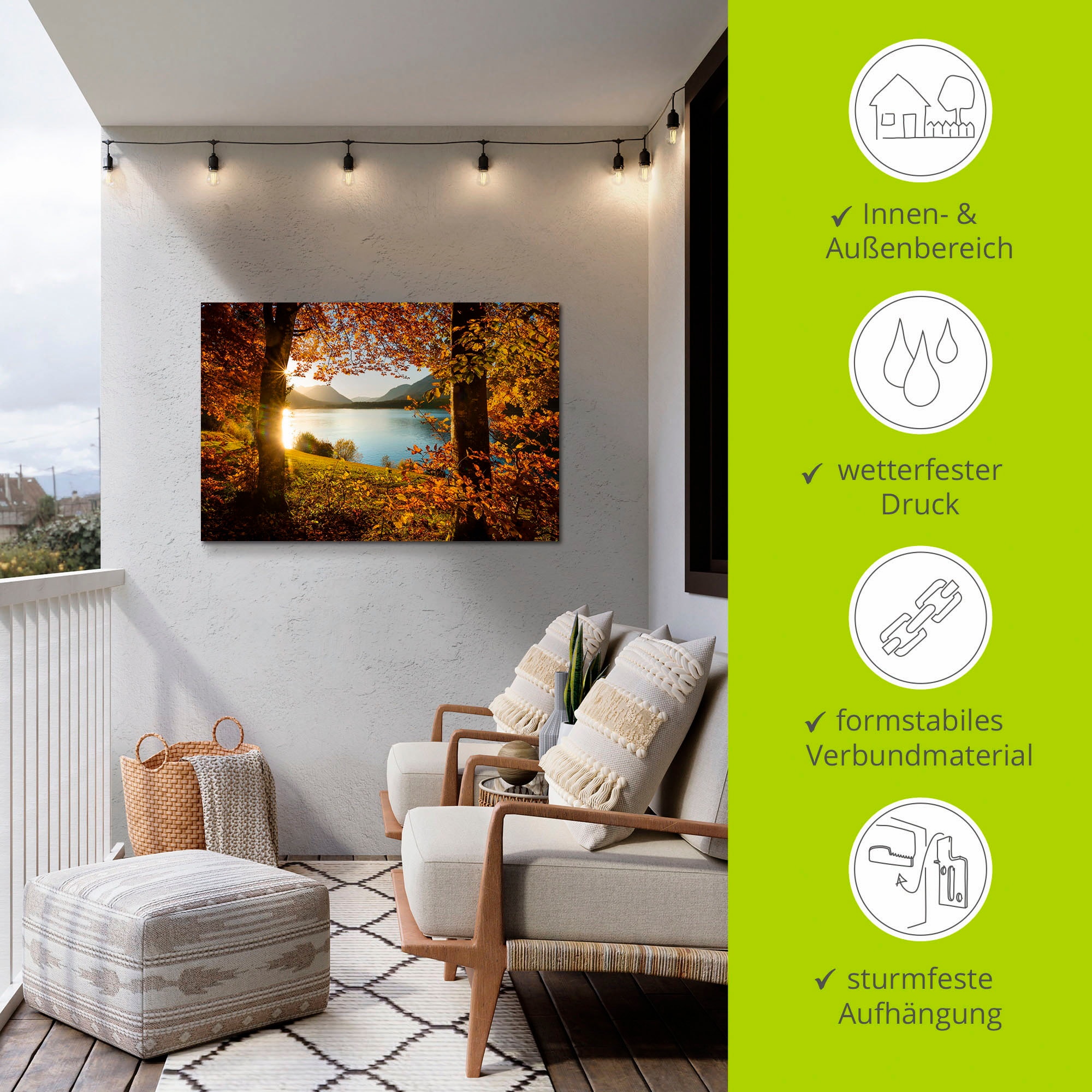 Artland Wandbild »Herbst am Sylvensteinsee«, Gewässer, (1 St.), als Alubild, Outdoorbild, Leinwandbild, Poster in verschied. Größen