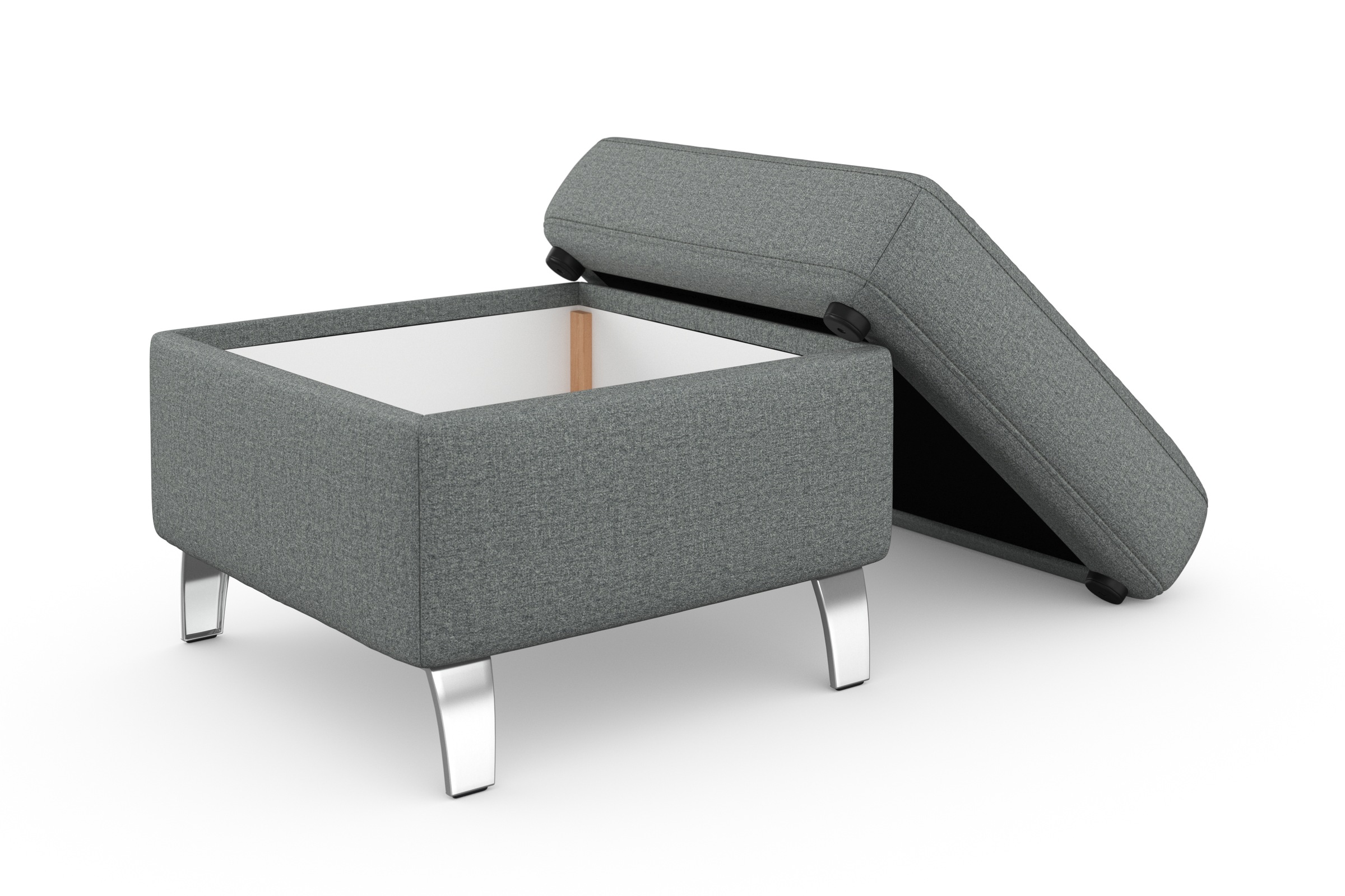 Stauraumhocker SIT & MORE "Visby", grau, B:58cm H:48cm, Hocker, auch erhältlich in dem mit Wasser zu reinigendem "Soft clean" Bezug 3