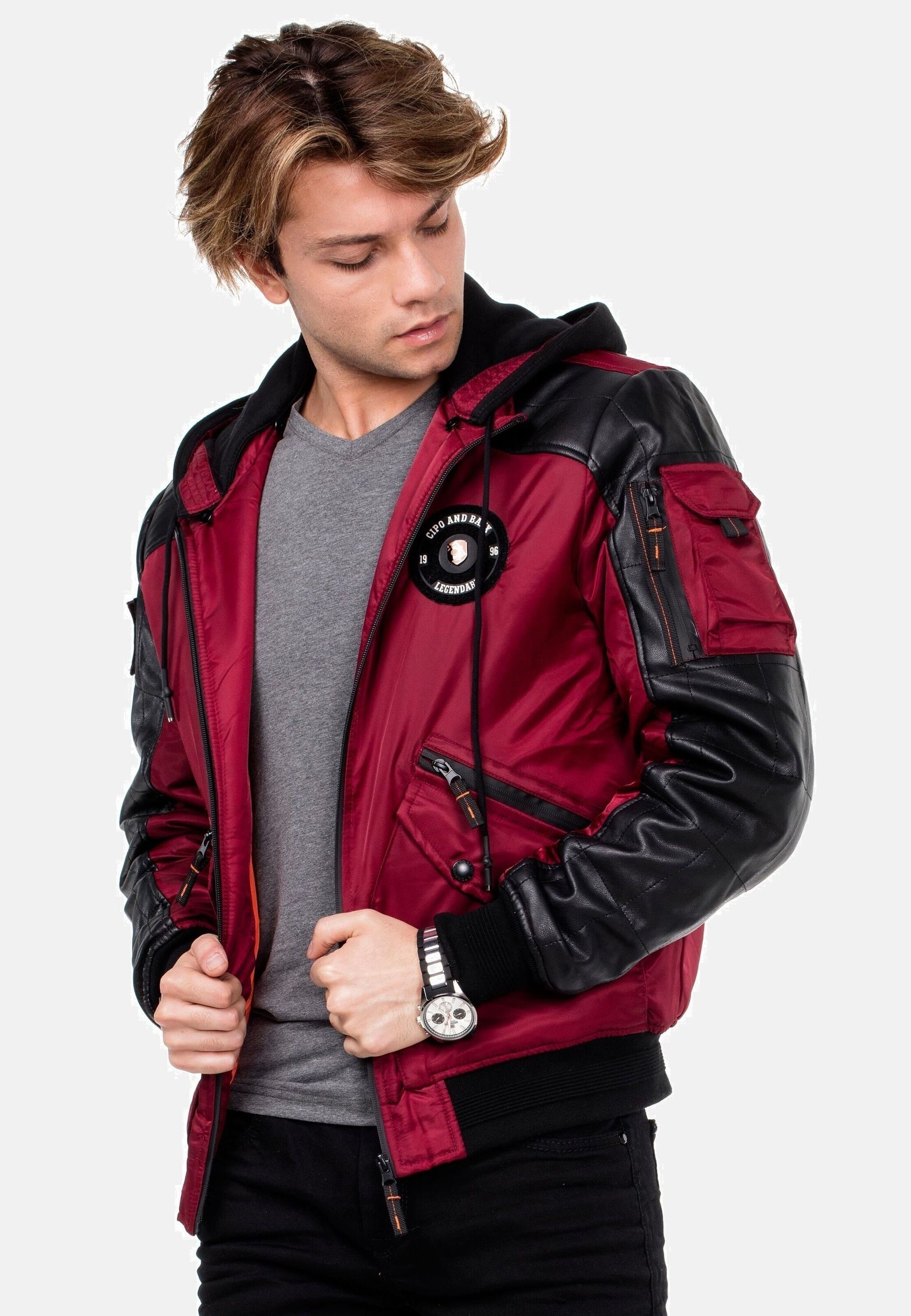 Cipo & Baxx Bomberjacke »Jacke«, mit Kapuze, mit abnehmbarer Kapuze, CM-134
