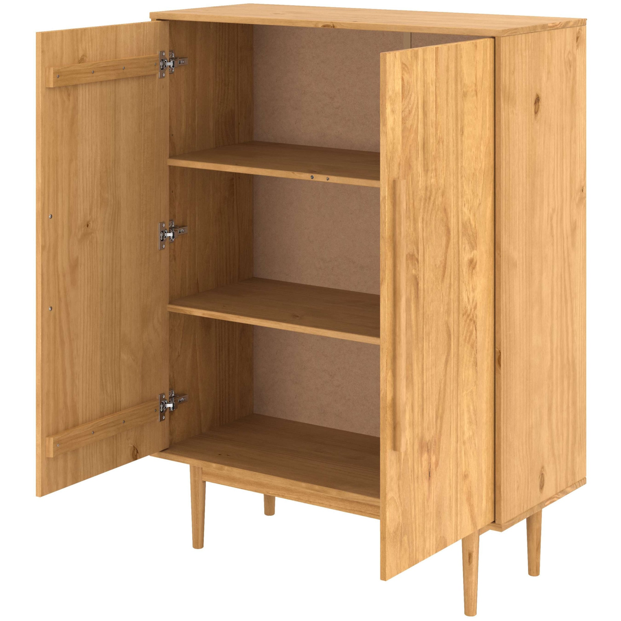 OTTO home Highboard »Vara, Kommode mit 2 Türen und 2 variabel einsetzbare Einlegeböden« aus massivem Kiefernholz, mit 2 Einlegeböden, Breite 90cm, Höhe 120cm