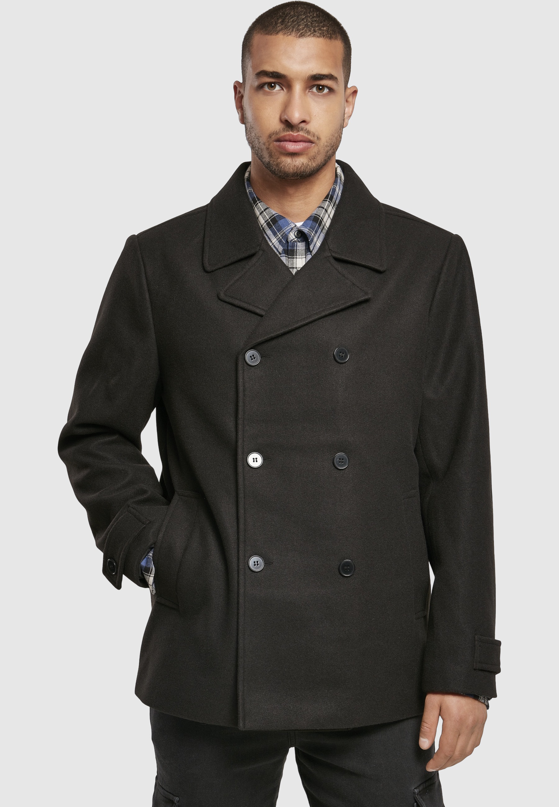 URBAN CLASSICS Allwetterjacke »Urban Classics Herren Classic Pea Coat« 1 Stk. tlg. ohne Kapuze