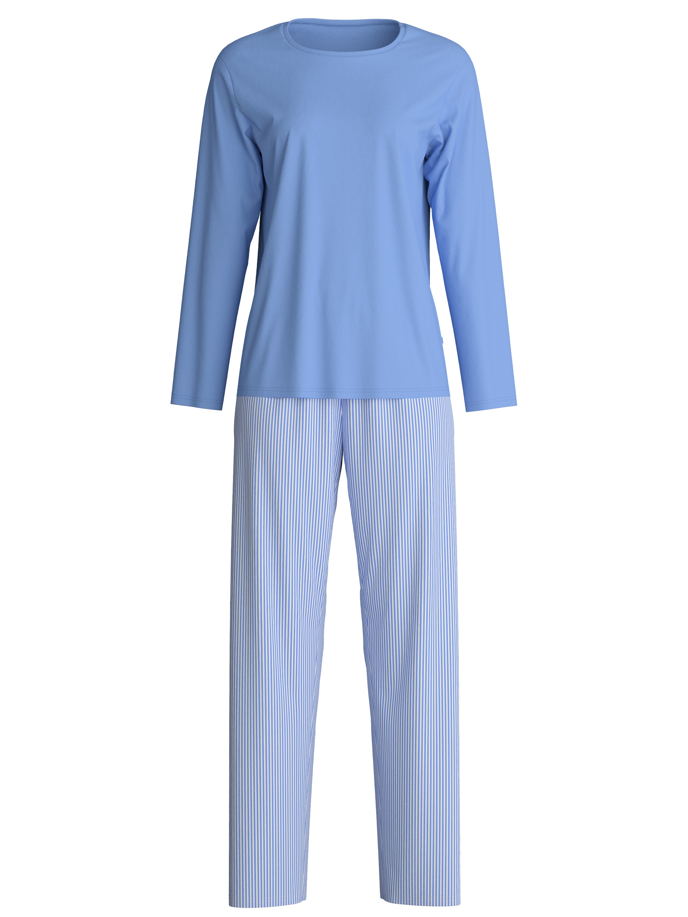 CALIDA Schlafanzug "Lovely Nights", (2 tlg.), Oberteil uni, Hose gestreift, günstig online kaufen