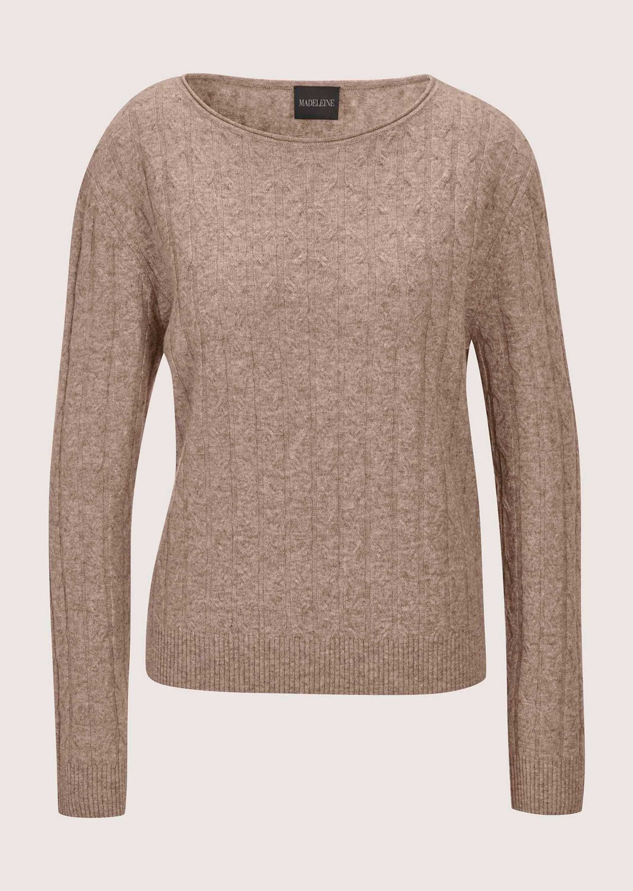 MADELEINE Longpullover "Strickpullover Eleganter Wollpullover mit Zopfmuste günstig online kaufen