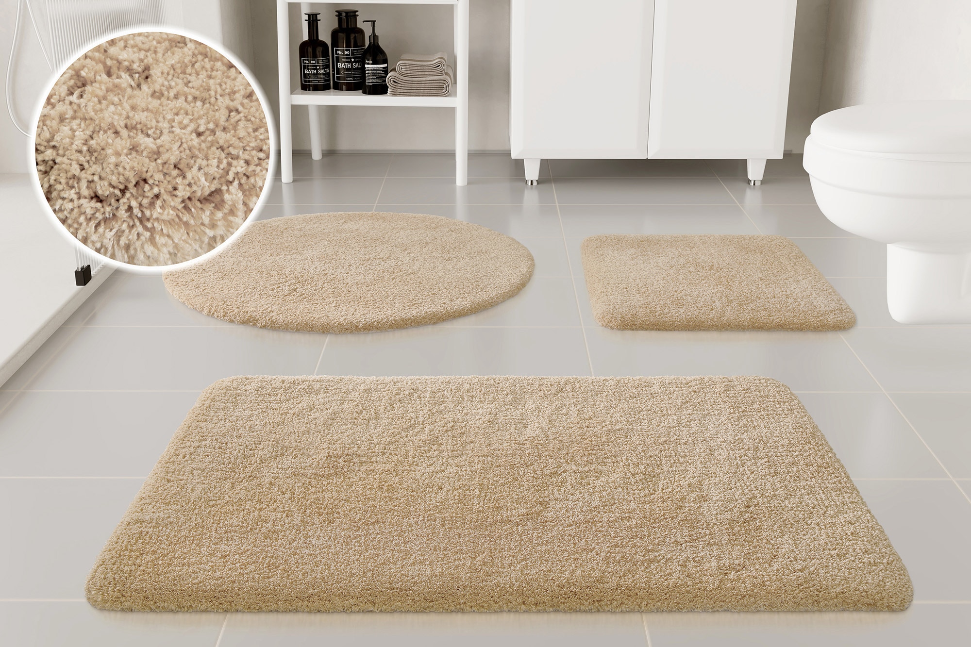 OTTO home Badematte "Kaarin, uni, viele Farben, Badvorleger, Badezimmer Teppich" Höhe 30 mm rutschhemmend beschichtet fußbodenheizungsgeeignet Badteppich, getuftet, flauschig, hochflor, große Farbauswahl