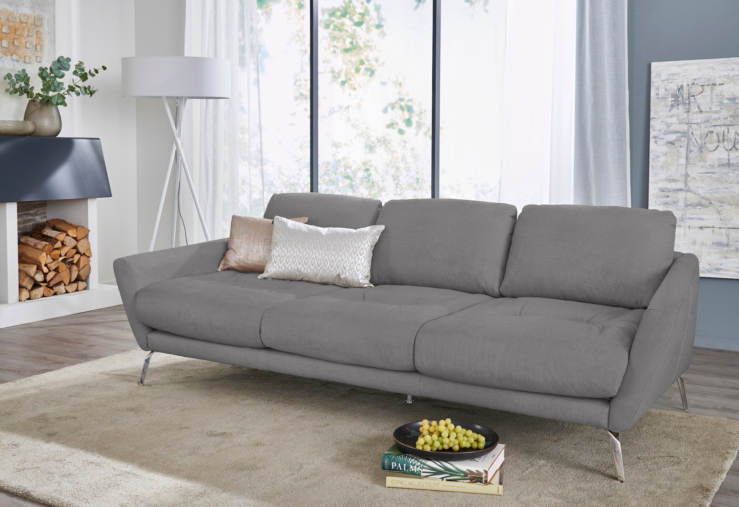 W.SCHILLIG Big-Sofa »softy«, mit dekorativer Heftung im Sitz, Füße Chrom glänzend