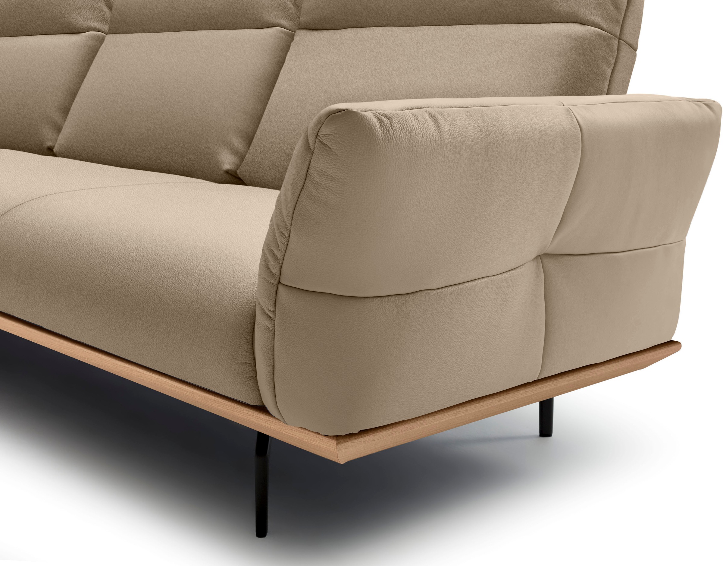 Creation BY ROLF BENZ Ecksofa »CR.460«, Sockel in Eiche, Winkelfüße in Umbragrau, Breite 318 cm