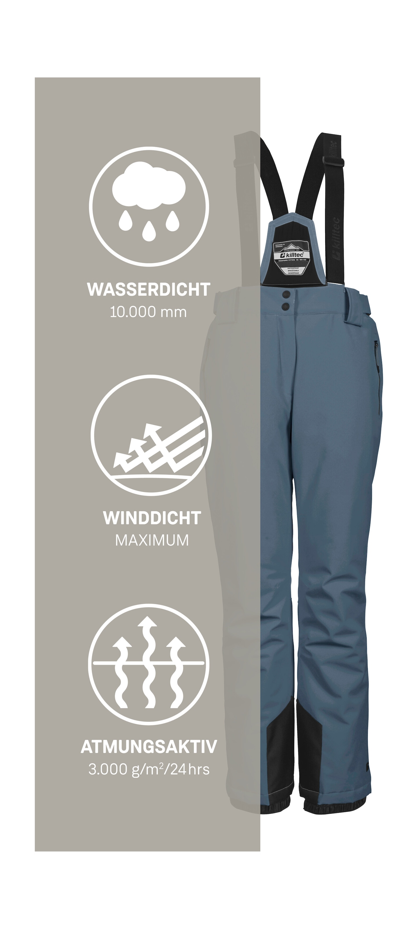 Killtec Skihose »KSW 249 WMN SKI PNTS_ERIELLE«, Wind- und wasserdicht, verstellbare Träger, PFAs-frei imprägniert