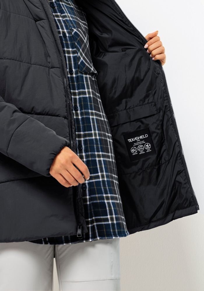 Jack Wolfskin Funktionsjacke »KAROLINGER LONG JKT W«, mit Kapuze