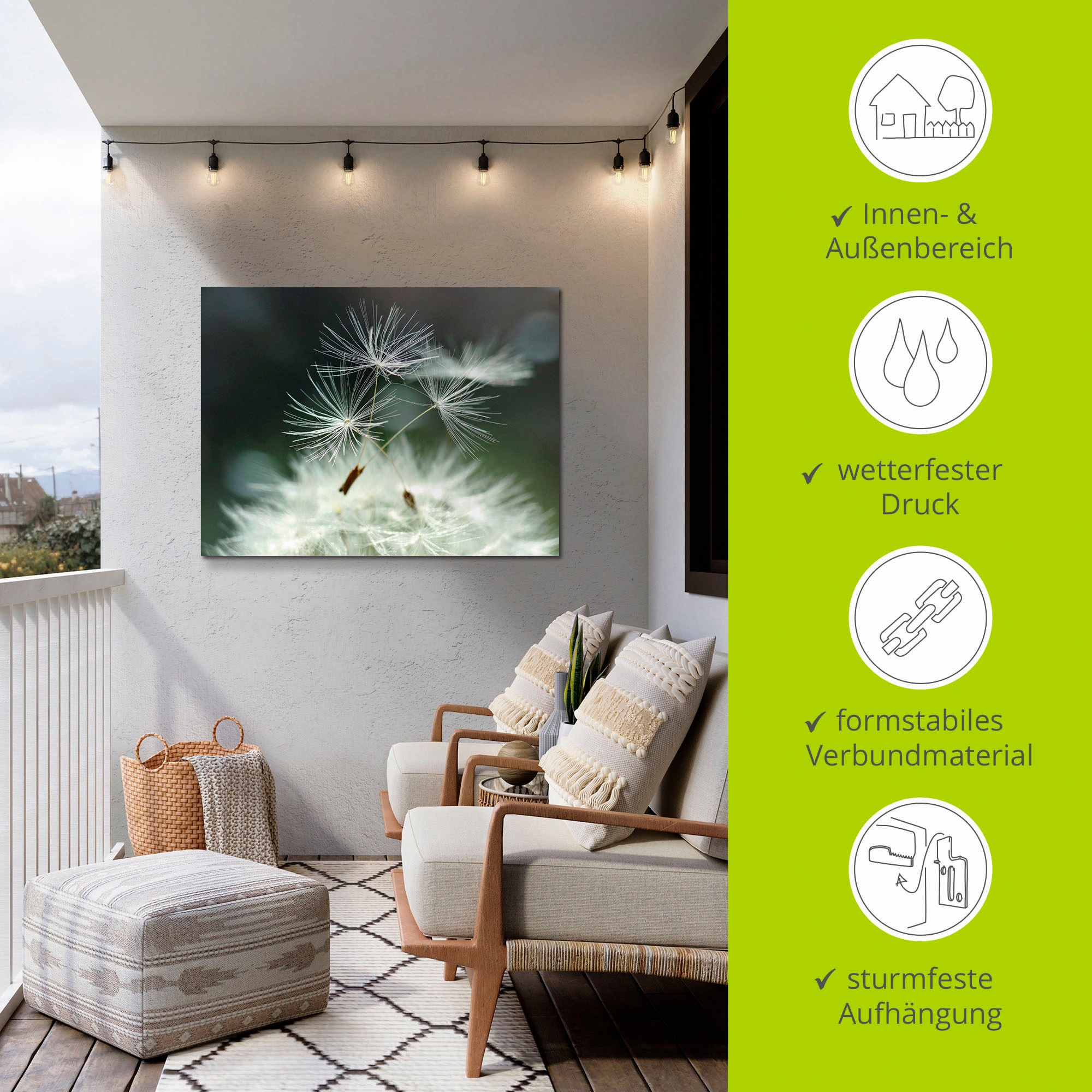 Artland Wandbild »Pusteblume Facility«, Blumen, (1 St.), als Alubild, Outdoorbild, Leinwandbild, Poster, Wandaufkleber