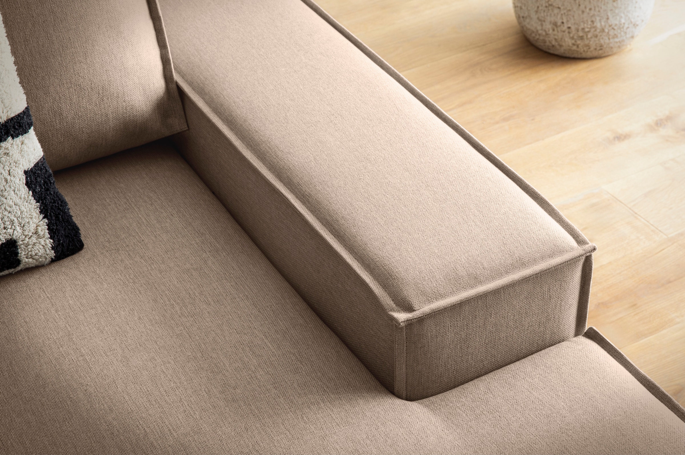 Home affaire Ecksofa »SHERWOOD, Schlafsofa in L-Form offen (275cm), Cord, Leinenoptik«, Schlaffunktion und Bettkasten, Kedernaht, hoher Sitz- & Liegekomfort