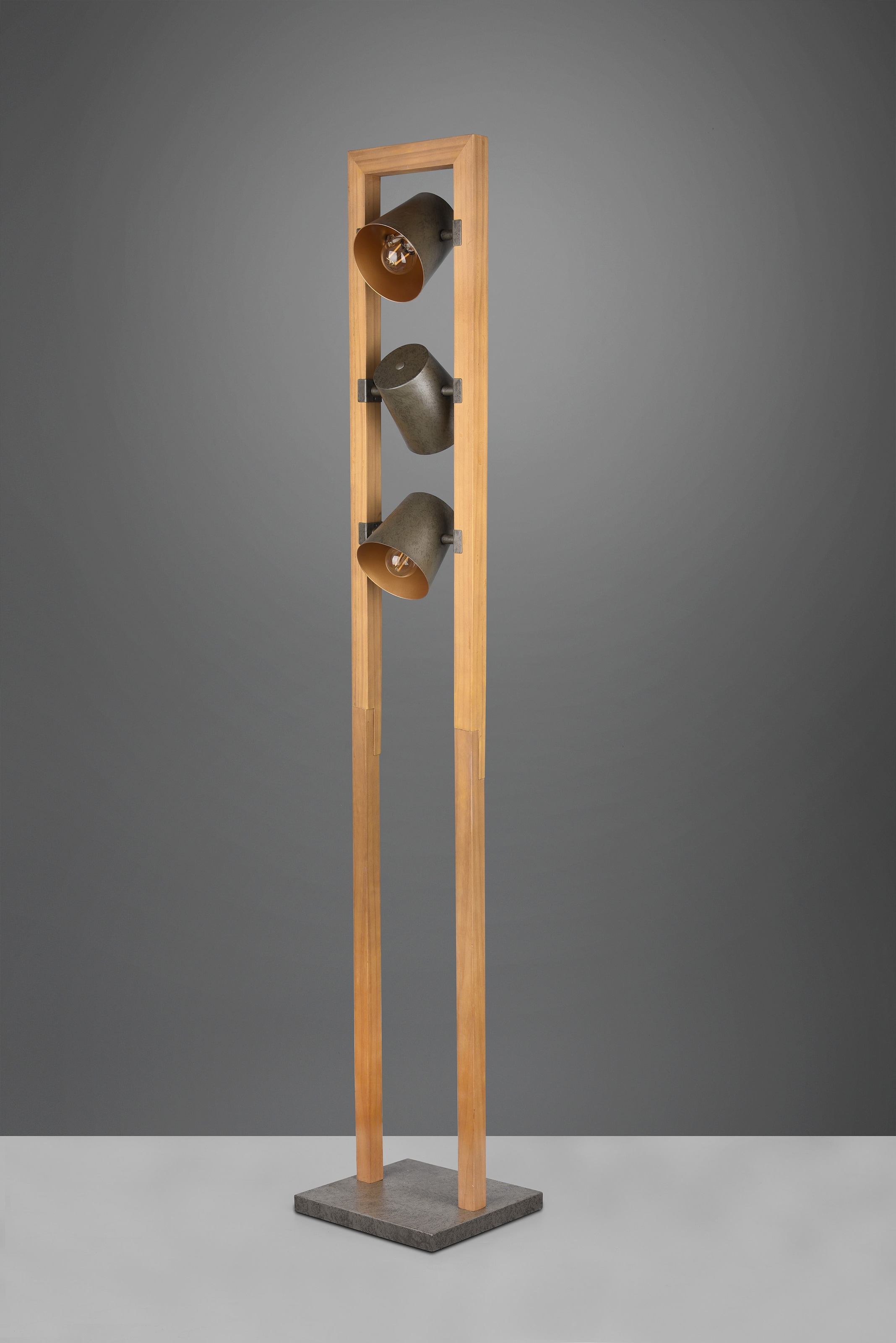 TRIO Leuchten Stehlampe »Bell«, BAUR flammig-flammig, Glocken-Optik, 3-flammig Holz-Nickel-Antik mit in | Kombination 3 Schirmen