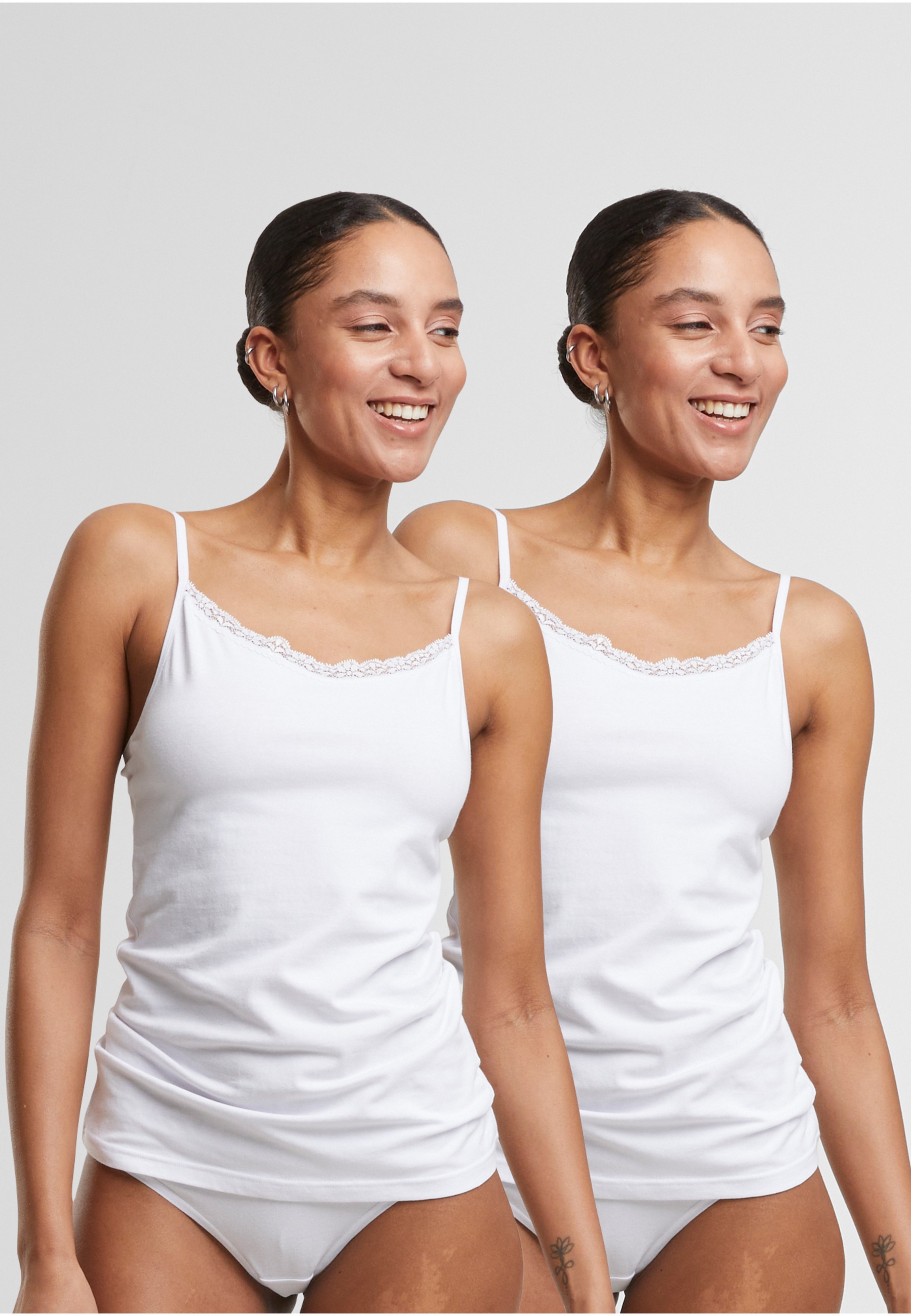 URBAN CLASSICS Achseltop »Urban Classics Ladies Basic Tank Top Cotton Lace 2-Pack«