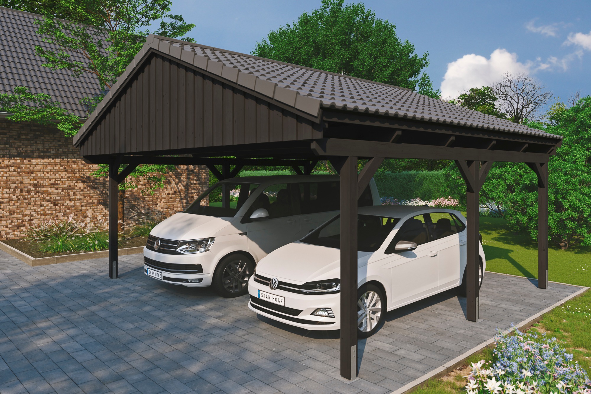 Skanholz Doppelcarport »Fichtelberg«, Holz, 574 cm, Anthrazit