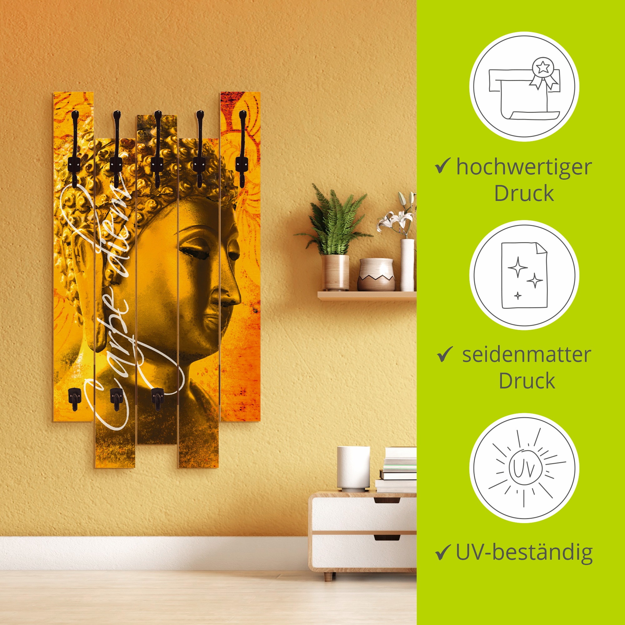 Artland Garderobenleiste »Buddha Goldstatue«, teilmontiert