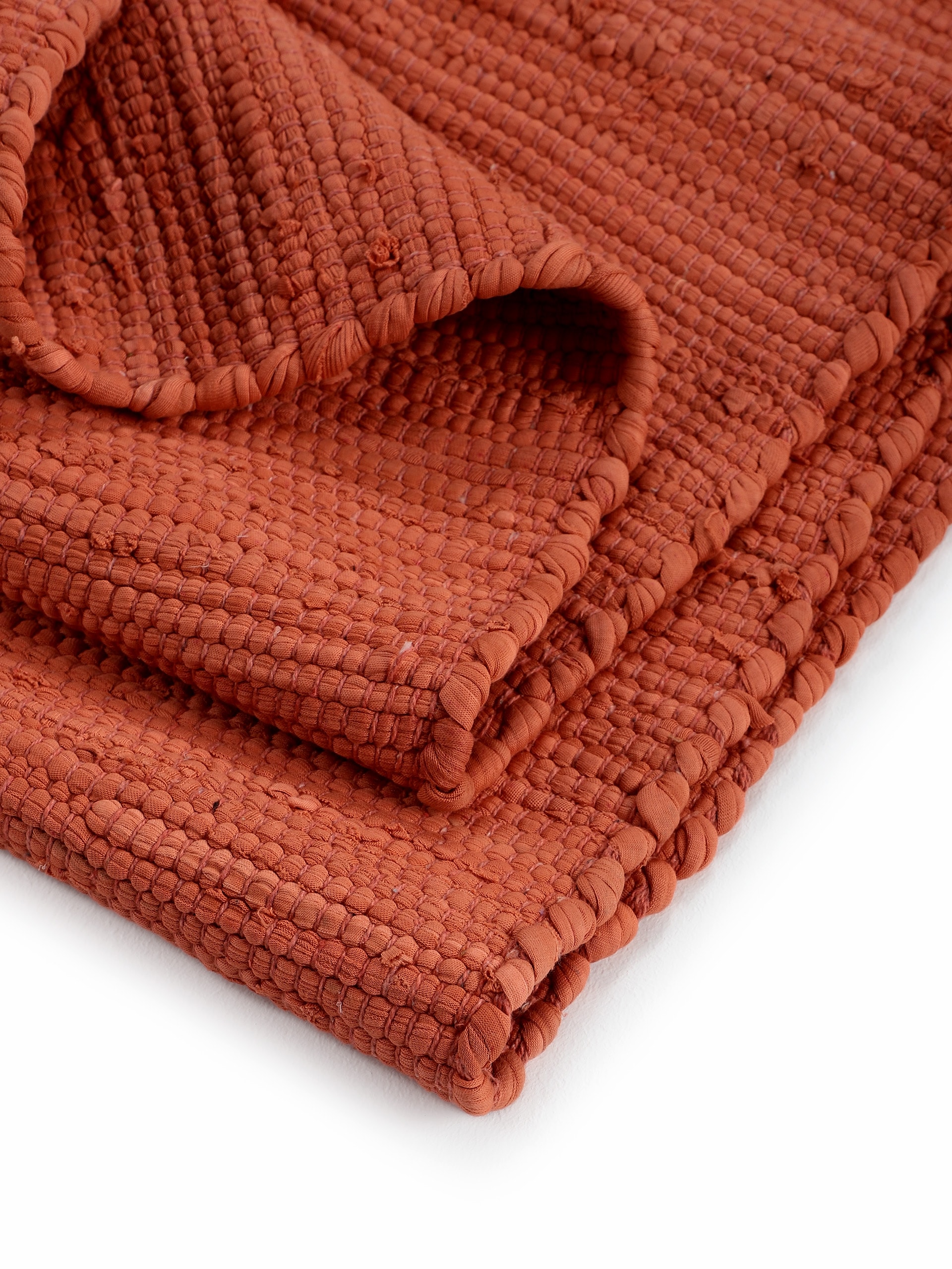 carpetfine Teppich »Kelim Chindi uni«, rechteckig, 5 mm Höhe, Wendeteppich, reine Baumwolle, handgewebt, Uni-Farben, mit Fransen