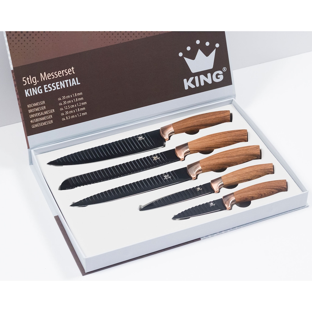 KING Messer-Set »Essential«, (Set, 5 tlg., 5x Messer 20cm, 20cm, 12.5cm 20cm, 8.5cm)