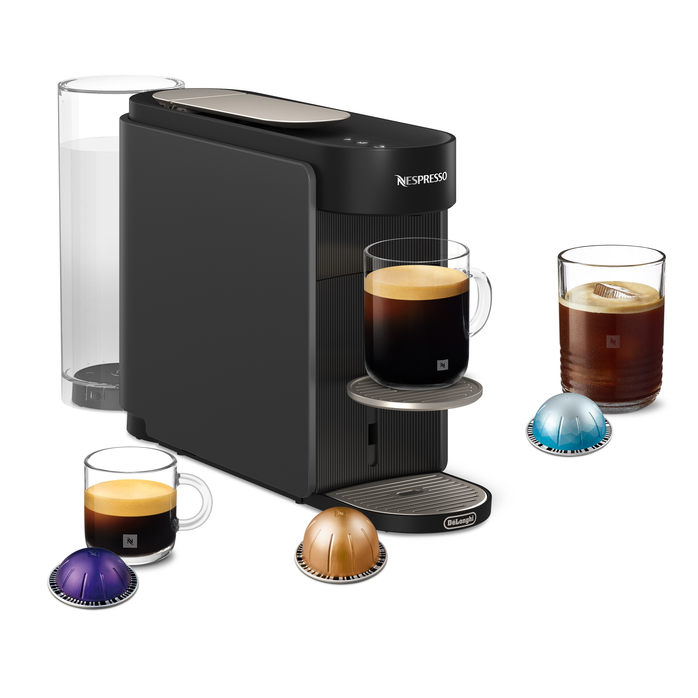 NESPRESSO Kapselmaschine "Vertuo Up ENV200.GY", B:12cm H:26cm T:40cm, schwarz, Kaffeemaschinen, One Touch Kaffee Zubereitung, für 5 Tassengrößen,