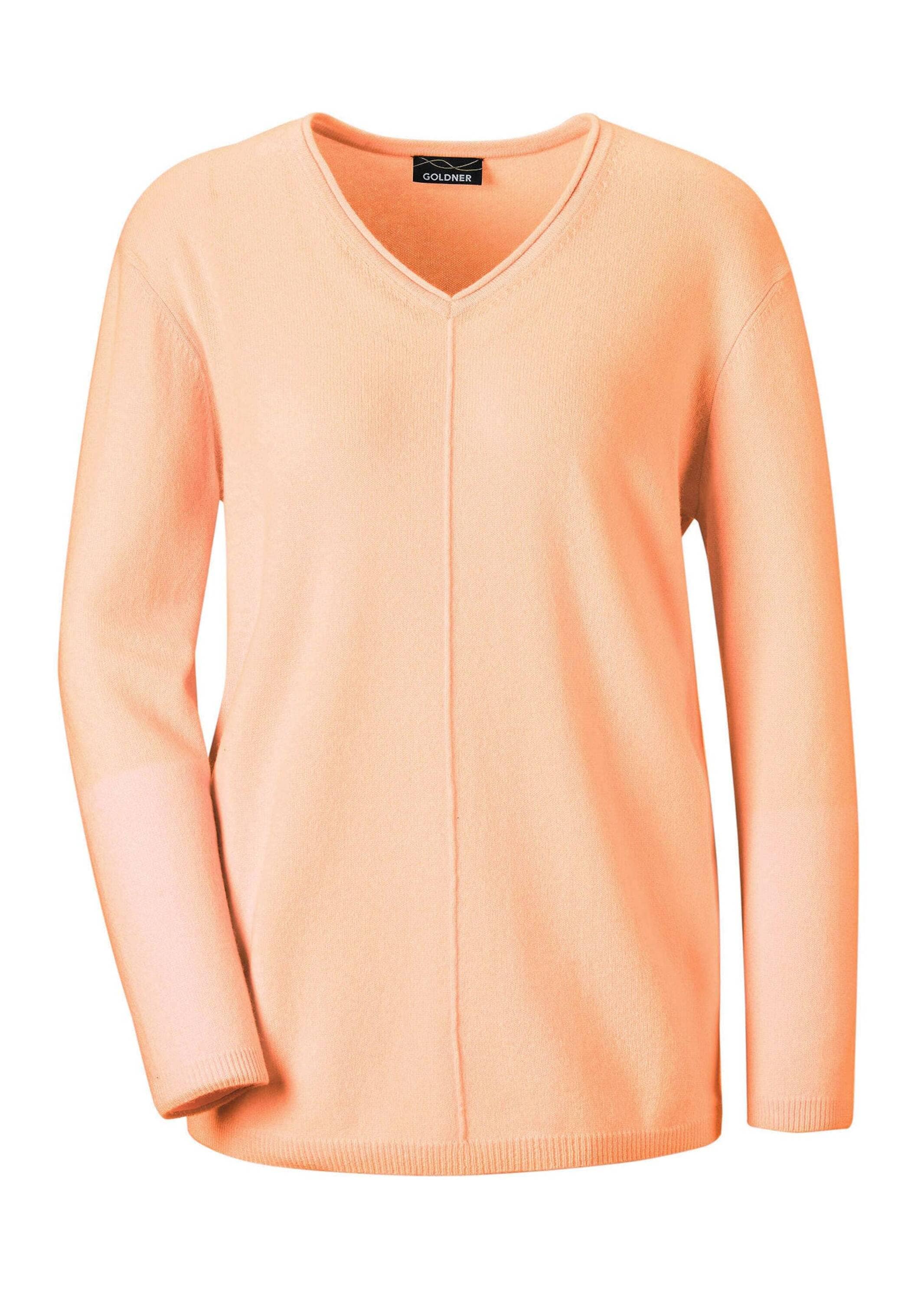 GOLDNER Strickpullover "Kurzgröße Basicpullover mit V-Ausschnitt" Aufwendig günstig online kaufen