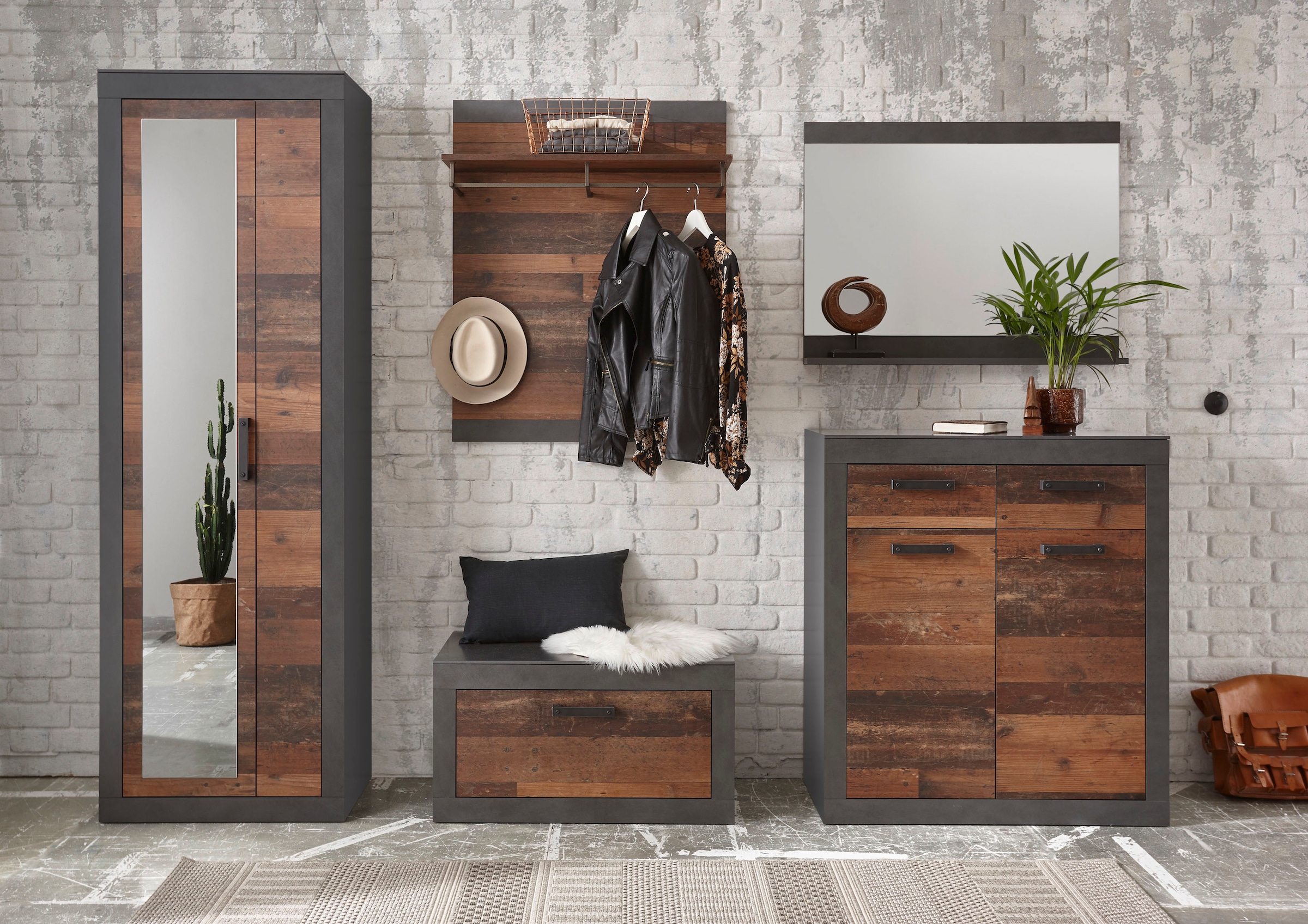 Home affaire Garderoben-Set "BROOKLYN" Komplett-Set, bestehend aus Garderob günstig online kaufen
