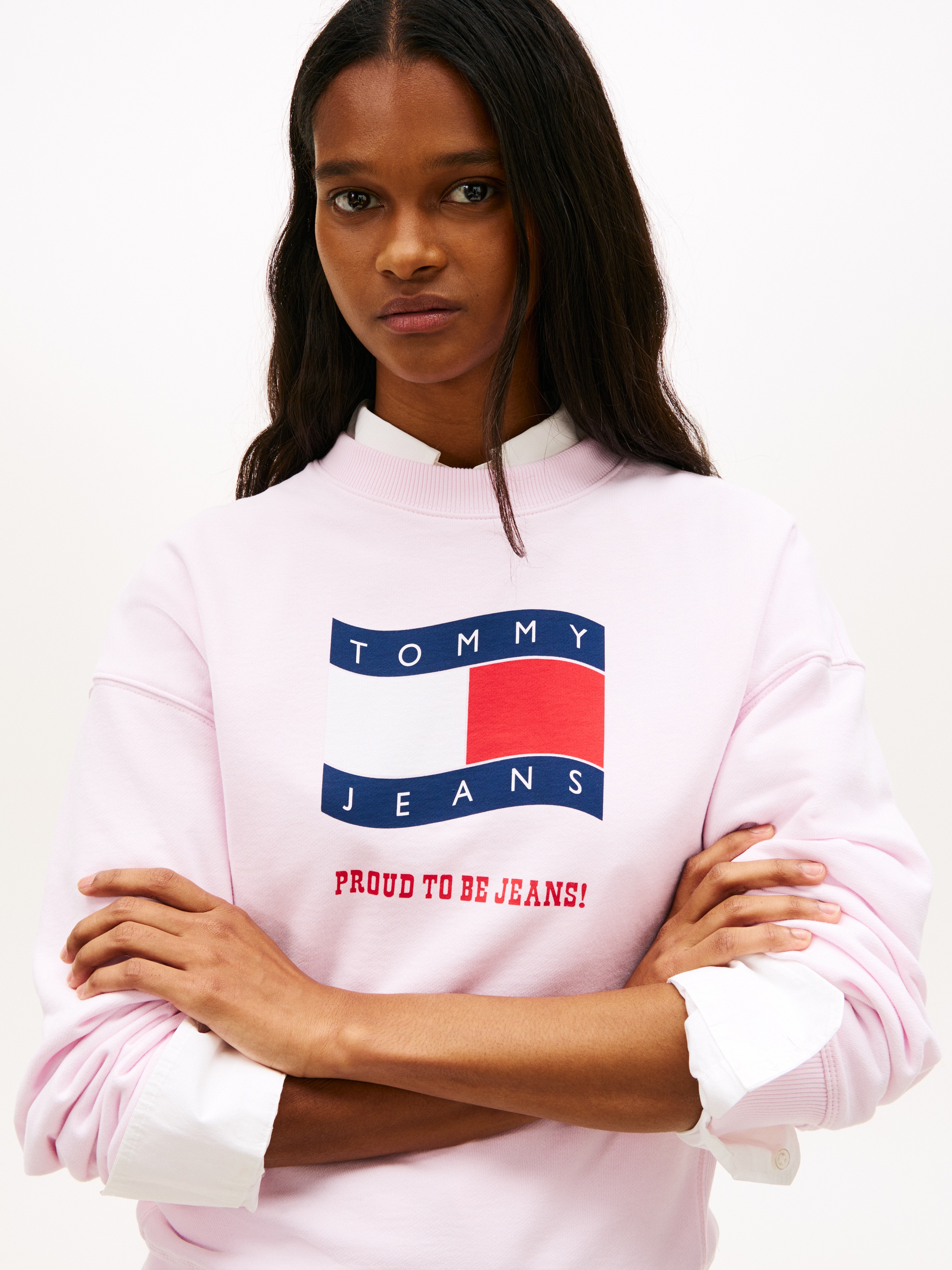 Tommy Jeans Sweatshirt "TJW BXY WAVY FLAG CREW EXT", Boxy Fit mit Rundhals günstig online kaufen