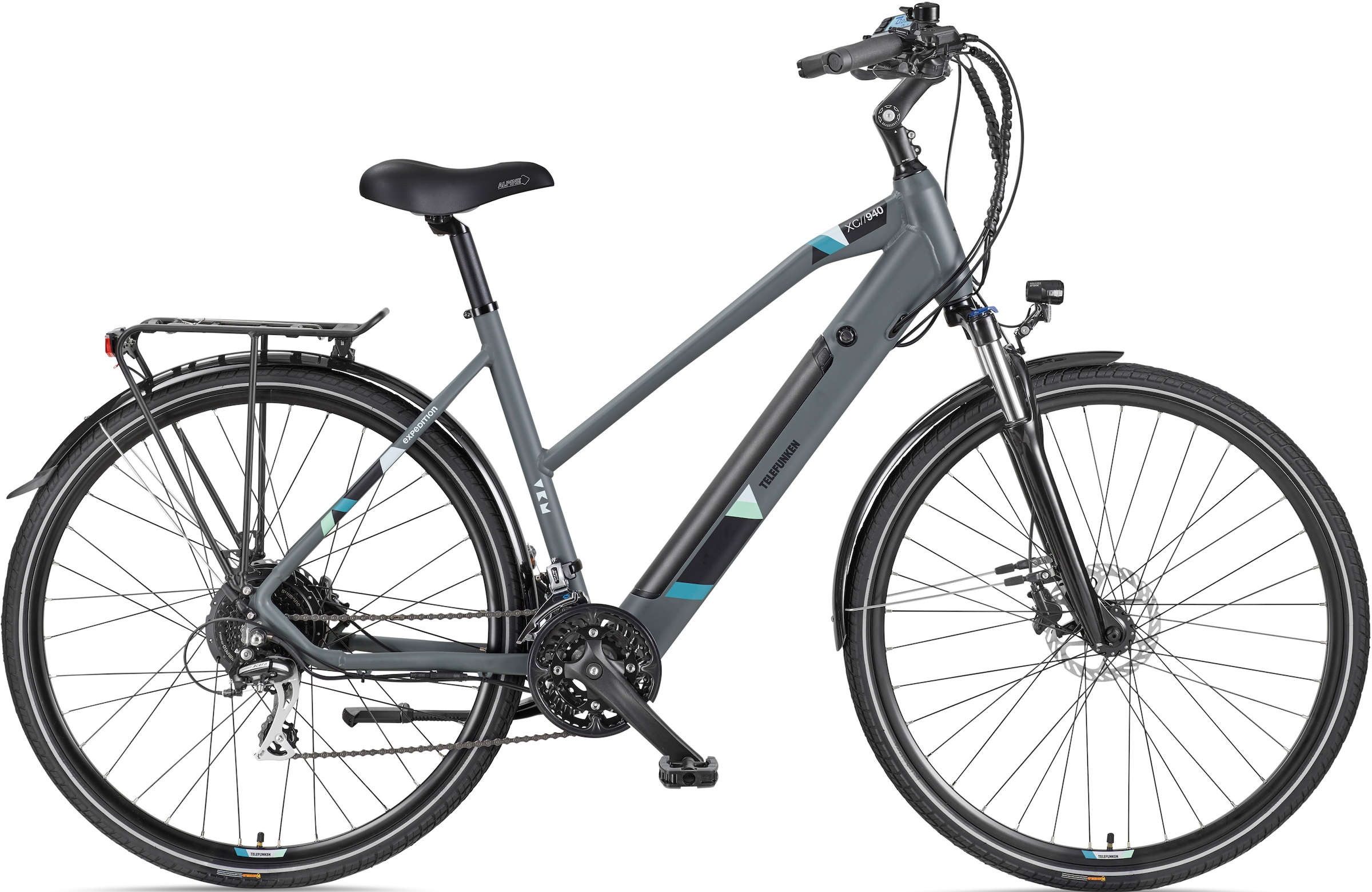 Telefunken E-Bike "Expedition XC940", 24 Gang, Shimano, Acera, Heckmotor 250 W, (ca. 100 km Reichweite-hydraulische Sche