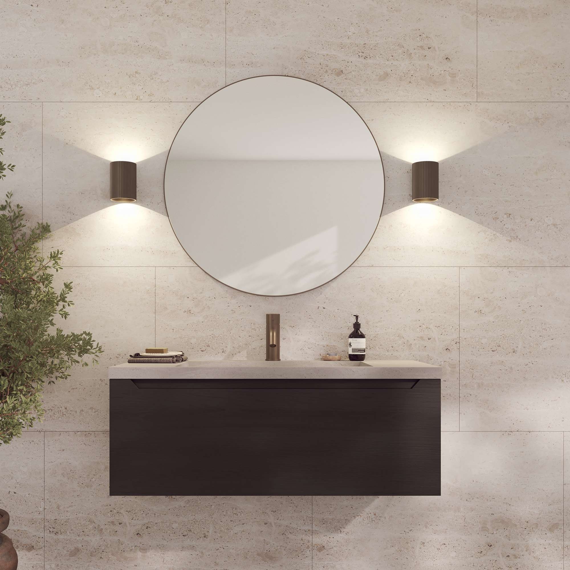 LOEVSCHALL Wandleuchte "Sekvens LED Wandleuchte, Wandlampe für Küche, Bad, Flur & Wohnzimmer", braun, H: 13cm, 1 Stk., Leuchten, Stilvoll & modern, Wasserdicht, Auf und ab Einstellbar, Wandleuchte 3